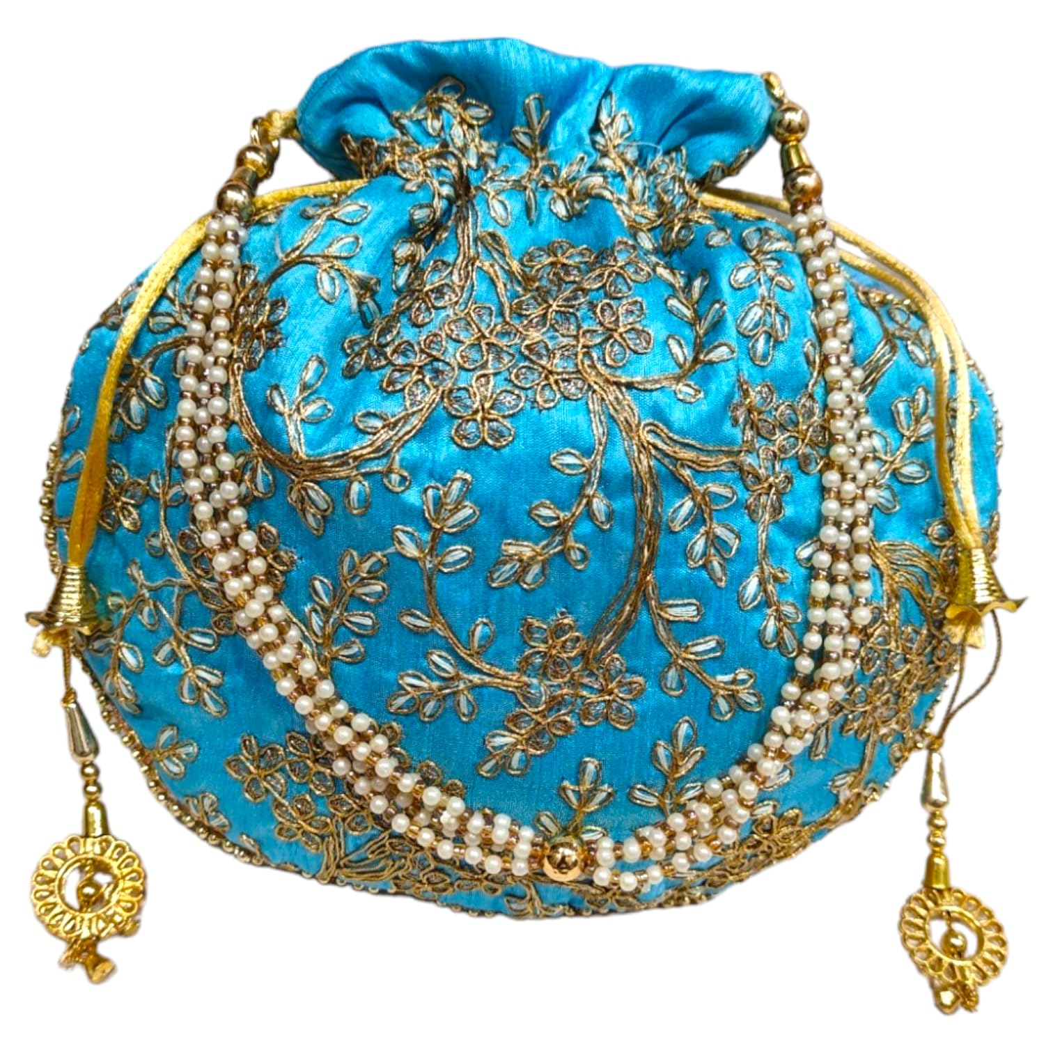 CRAFTY WHEELS Fancy Potli Pouch, Clutch For Womens Ethnic Wear, Batwa Bag With Handle For Gift Packing/Accessories/Bridal Wear/Fancy Purse With Floral Embroidery (B0D4TK8RRQ) Amazon Price History, Amazon Price Tracker