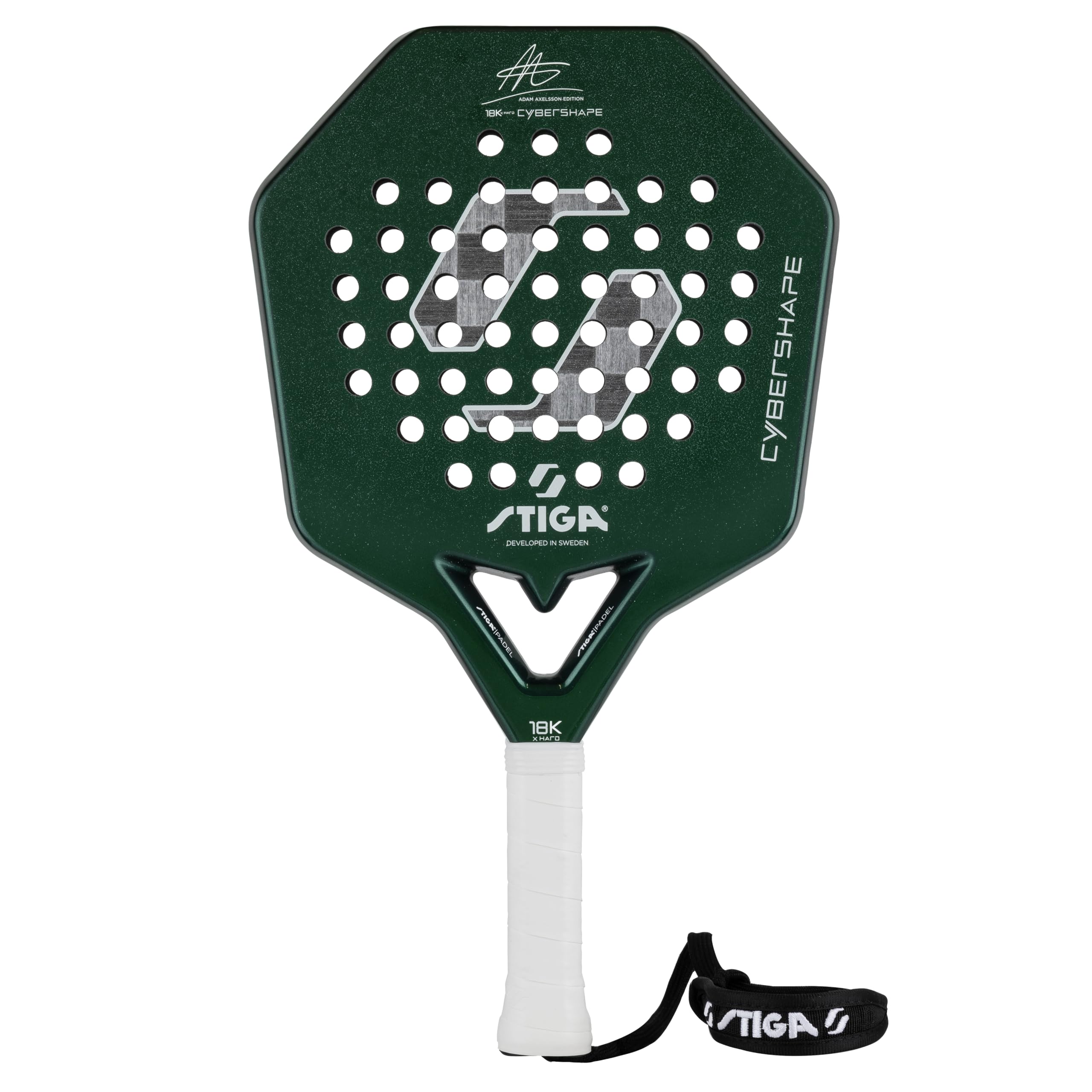 STIGA Padel Racket 18K XH Cybershape Adam Axelsson Edition - Extra Stiff Carbon Racket, Power & Control for Advanced Players, High Performance Padel Racket for Fast Offensive Play