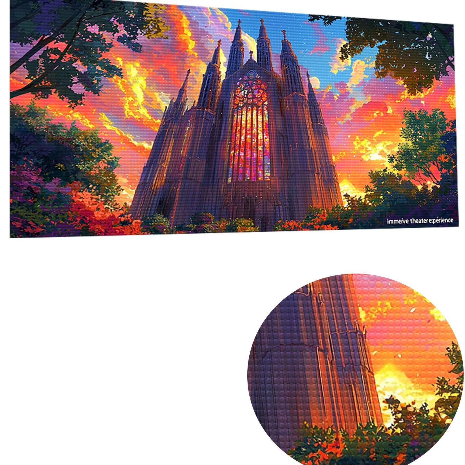 Diament Malarstwo Dorosły La Sagrada Familia De Barcelona Diament Malarstwo Duży Format 55x110cm DIY Haft Diament Pełny Rzemiosło Budynek Dzieci Obraz Koralik Diament Wklej Dekoracja CJ0P-584
