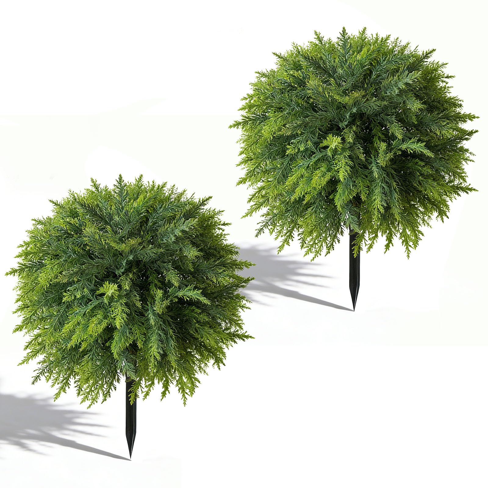 2 Set Artificial Violet Topiary Trees Ourdoor，UV Resistant Fake Plants with Spike ，Fake Flowers Balls Faux Shrubs Bushes for Indoor Front Porch Garden Patio