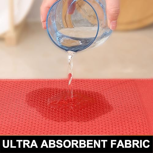 Miniatura 3 de Homaxy Toallas de cocina 100% algodón con tejido gofre, 13 x 28 pulgadas, súper absorbentes y lavables a máquina, para secar platos, paquete de 4,