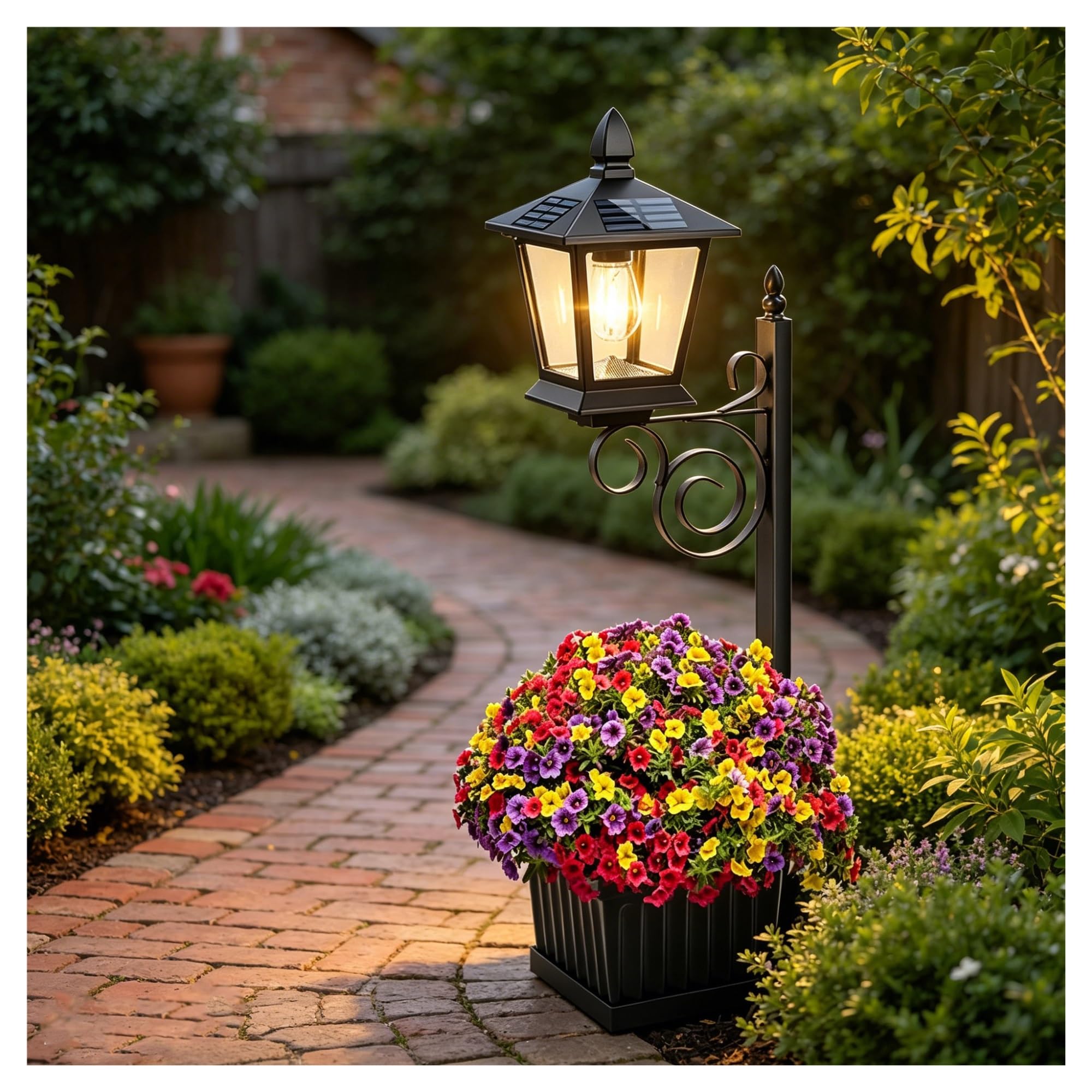 sloiaz 2 in 1 Solar Planter Light,Waterproof Solar Lamp Post with Planter, Dusk to Dawn Solar Powered Light,Lighting for Garden Patio Yard Pathway