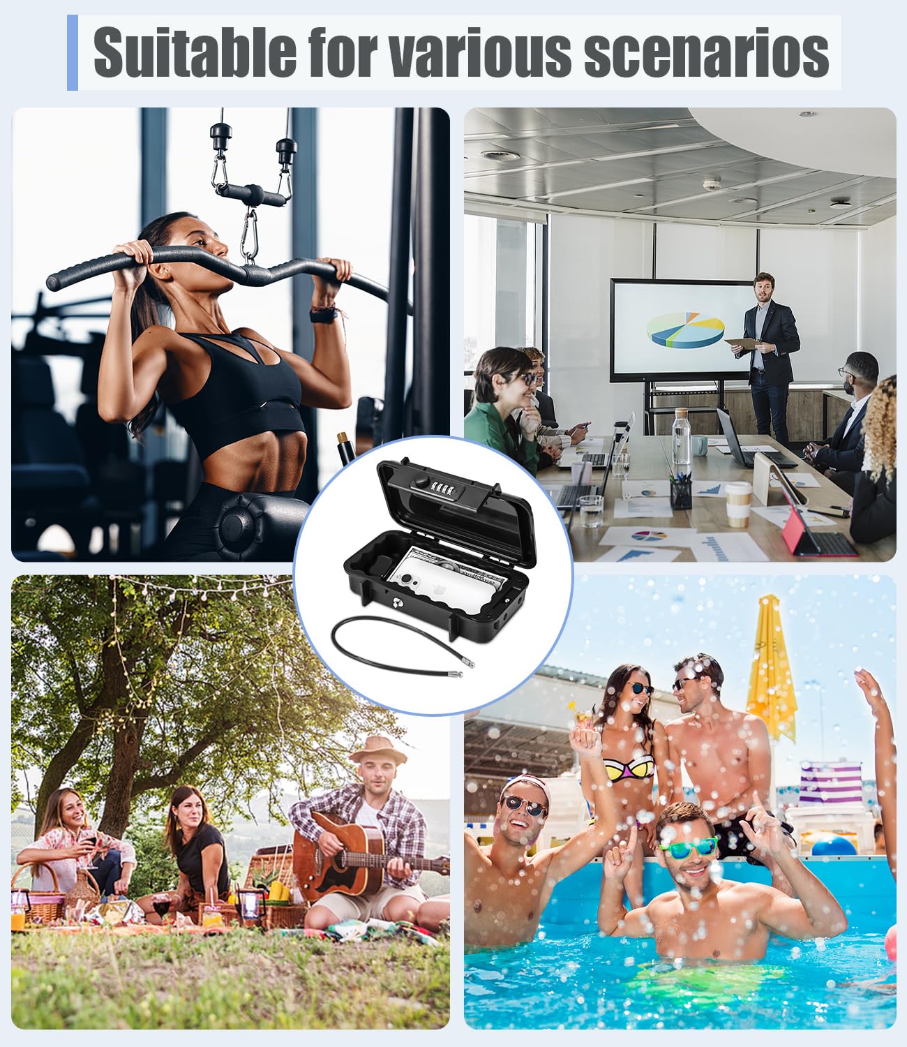 Coffre fort portable multi fonctionnel ABS avec code de sécurité grande capacité résistant aux chocs et aux chutes idéal pour la maison mini boîte à sécurité discrète boîte à code pratique et sans clé