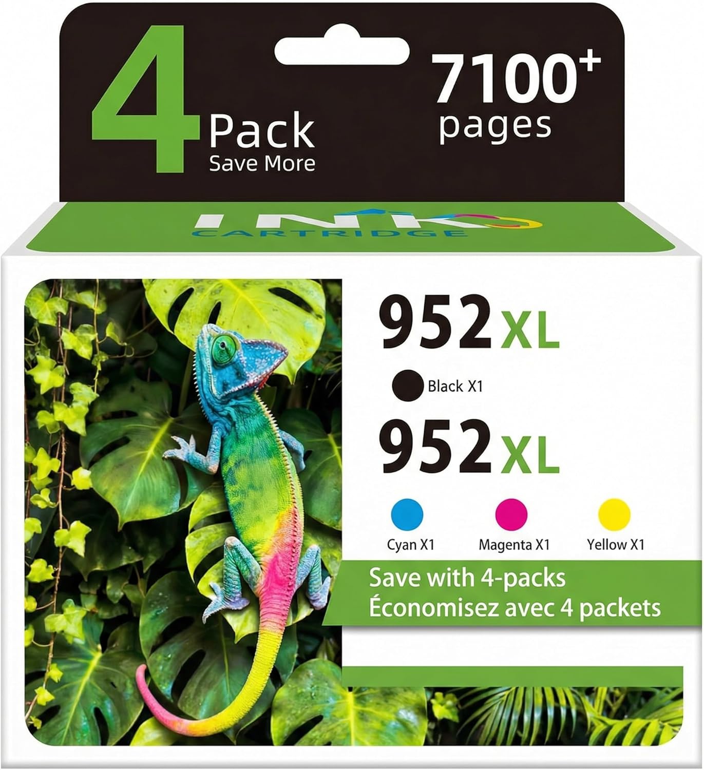 Compatible Ink Cartridges Replacement for HP 952XL 4 Combo Pack (Black/Cyan/Magenta/Yellow) Work for HP OfficeJet Pro 7720 7740 8210 8710 8720 8715 8740 OfficeJet 8702 Printers