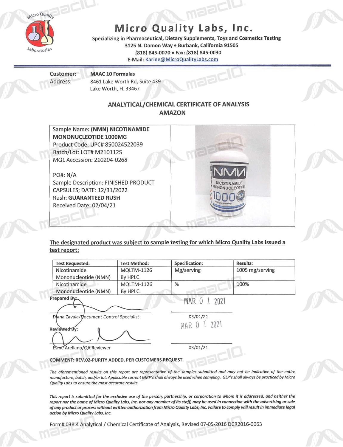 MAAC10 NMN Supplement 1000mg Serving - 99% Pure NMN Nicotinamide Mononucleotide. The Most Powerful NAD Supplement for Optimal Performance (120 Capsules 4 Per Serving). - Image 5