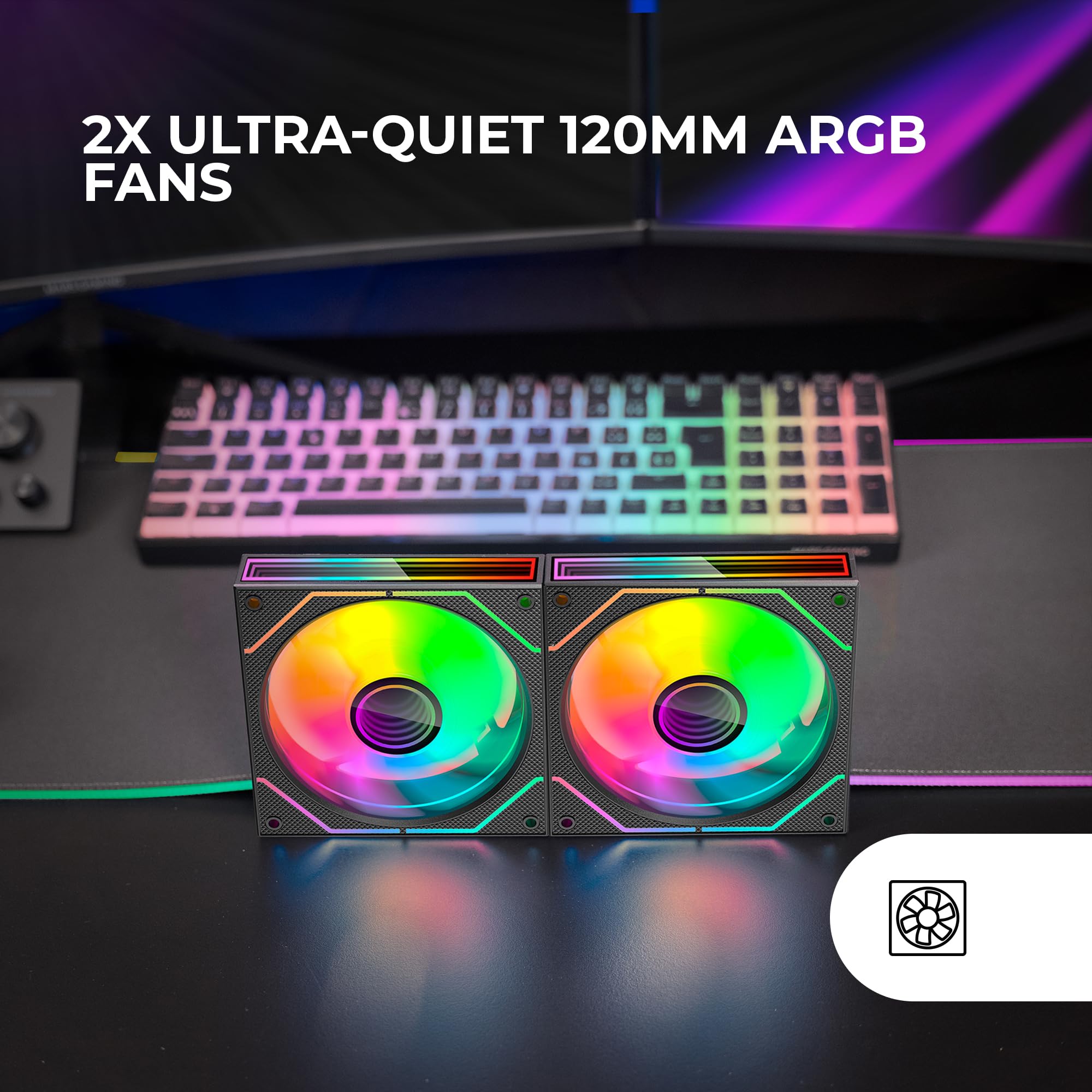 Mars Gaming MFD, Ventilador 120mm CHROMA RGB Dual Automático, Ultra Silencioso 14dB, Conexión Molex 4PIN, Sistema Antivibraciones, Transparente — view 7