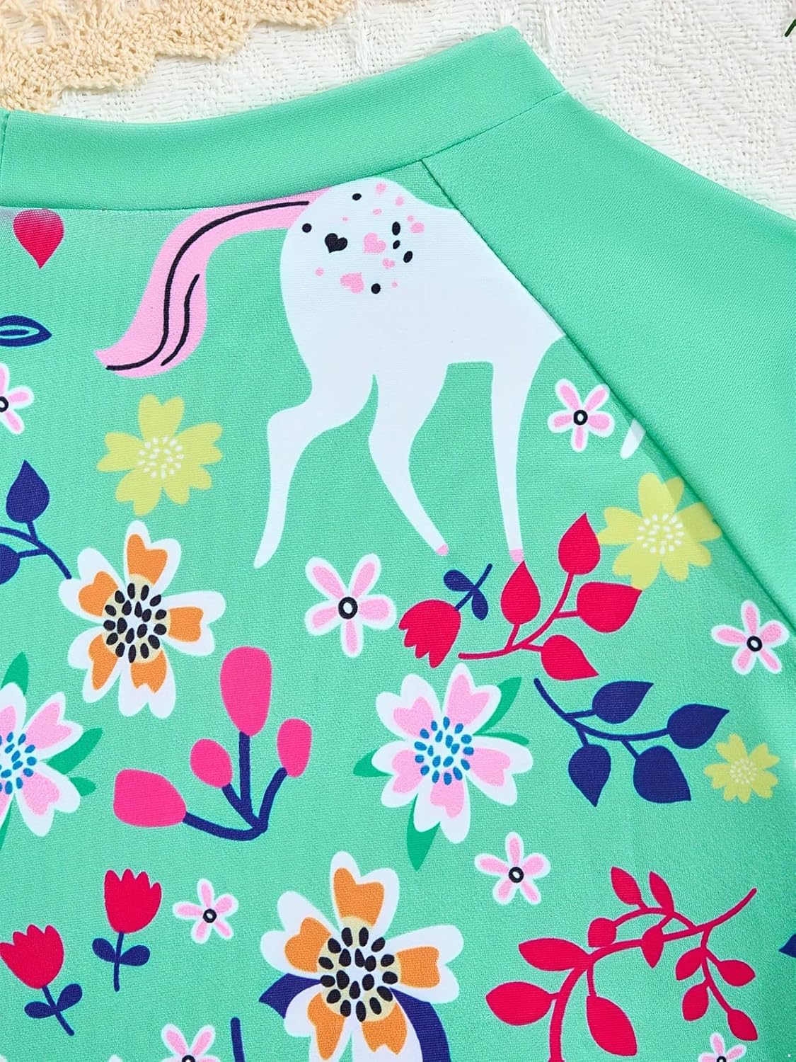Kids Girls Floral UPF 50+ Rash Guard Sets Long Sleeve Swim Shirts with Briefs Bathing Suits