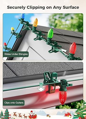 Miniatura 3 de C7 C9 - Clips de resorte para luces navideñas, 50 unidades de luces navideñas, clips de resorte rápido, clips de tejas y canaletas inastillables