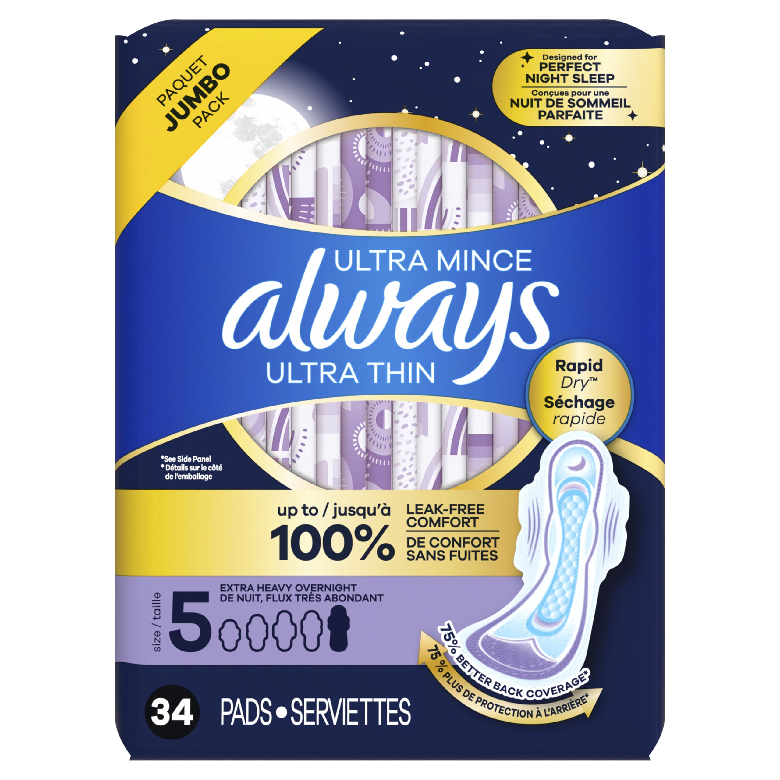 Always Ultra Thin Extra Heavy Overnight Pads - 34 CT