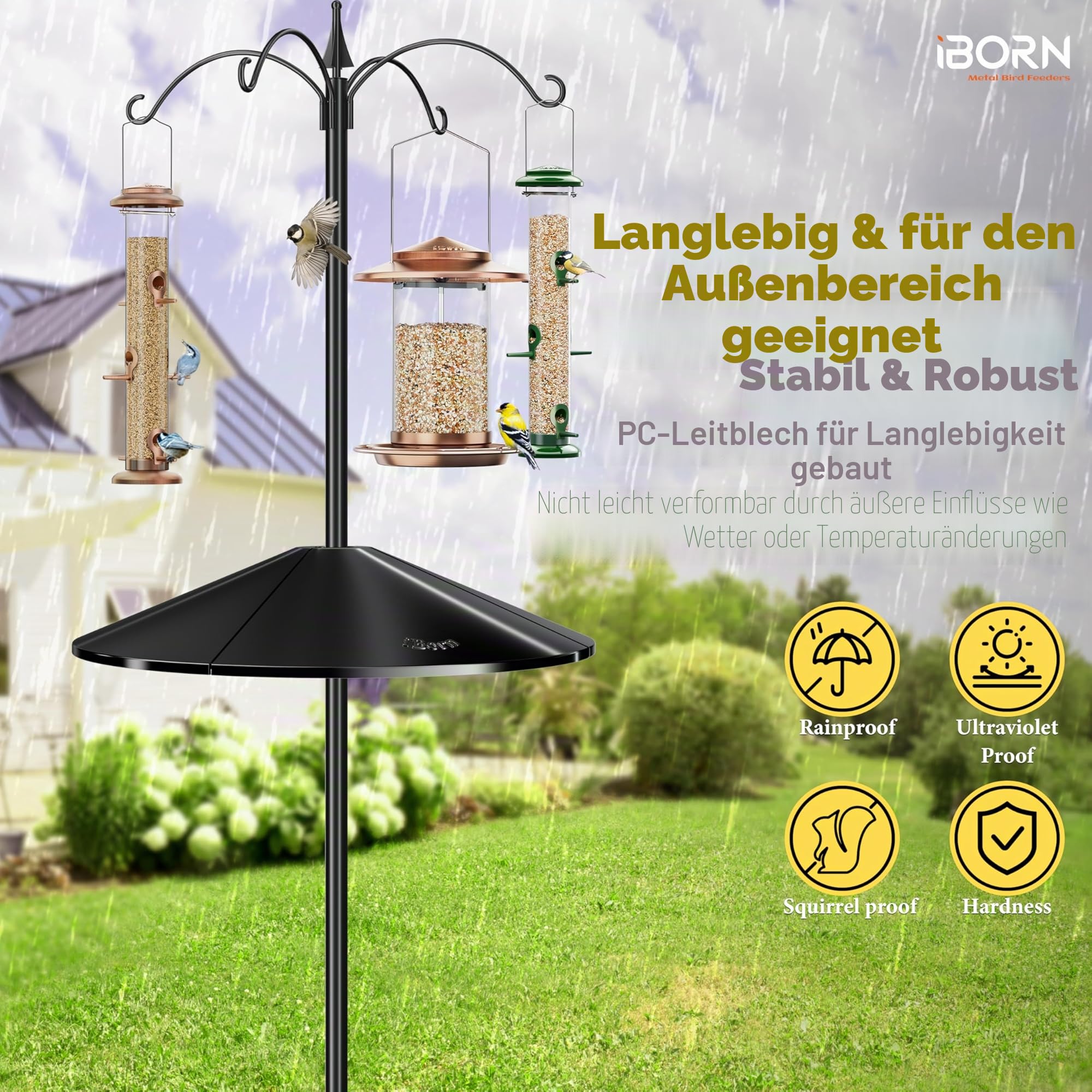 Eichhörnchen-Abweiser für Vogelfutterstange, 50 cm übergroßer Eichhörnchenschutz, Vogelfutterautomat-Schutz für draußen, aus Polycarbonat (PC), 1 Pack, Schwarz