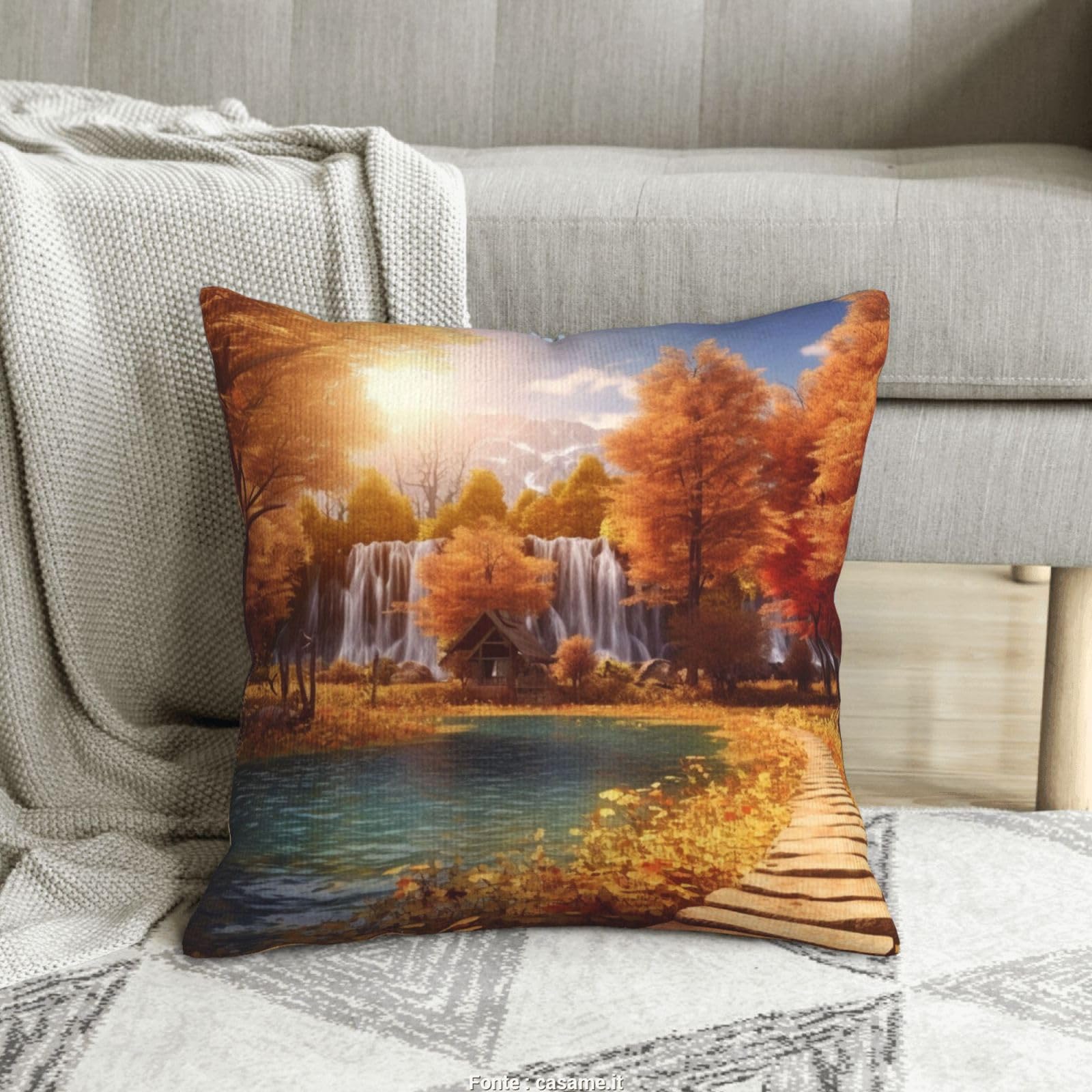 Housse de coussin en velours côtelé automne 40x40 cm pour canapé