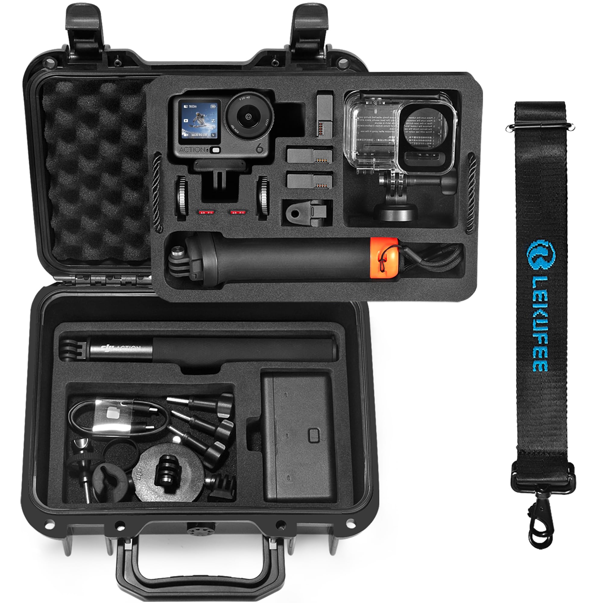 Lekufee Portable Waterproof Hard Case for DJI Osmo Action 6/5 Pro