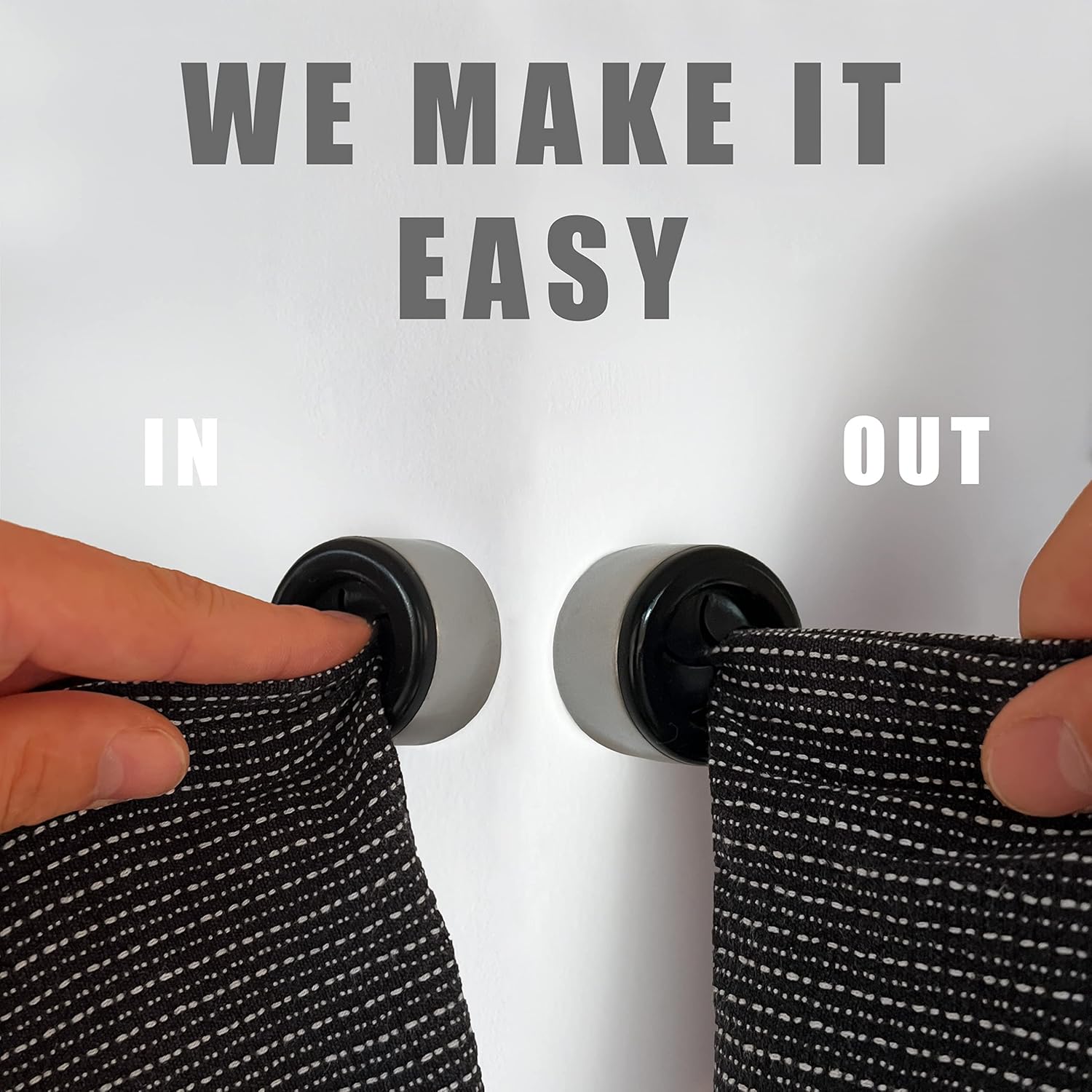 Set of 4 Premium Towel Holders for Bathroom, Kitchen and Household - Stainless Steel Tea Towel Holder - Towel Hook Round - Self-Adhesive - No Drilling (Black)
