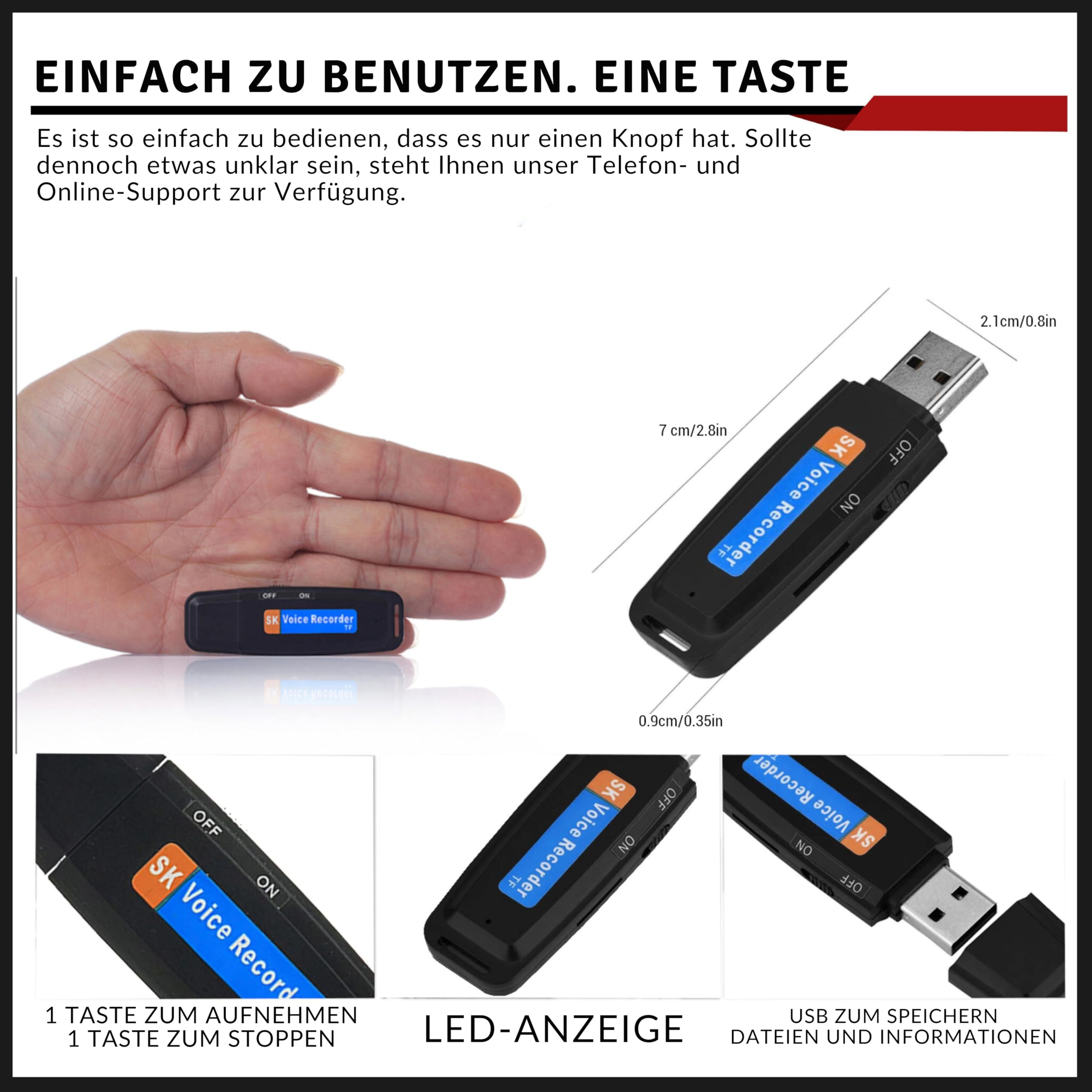 Voice Recorder Mini HD Voice Recorder Portable 32GB Audio-Diktiergerät für Meetings, Interviews, Konferenzen, Digitaler Spionagerekorder mit Speicher für + 100 Stunden Aufnahmezeit