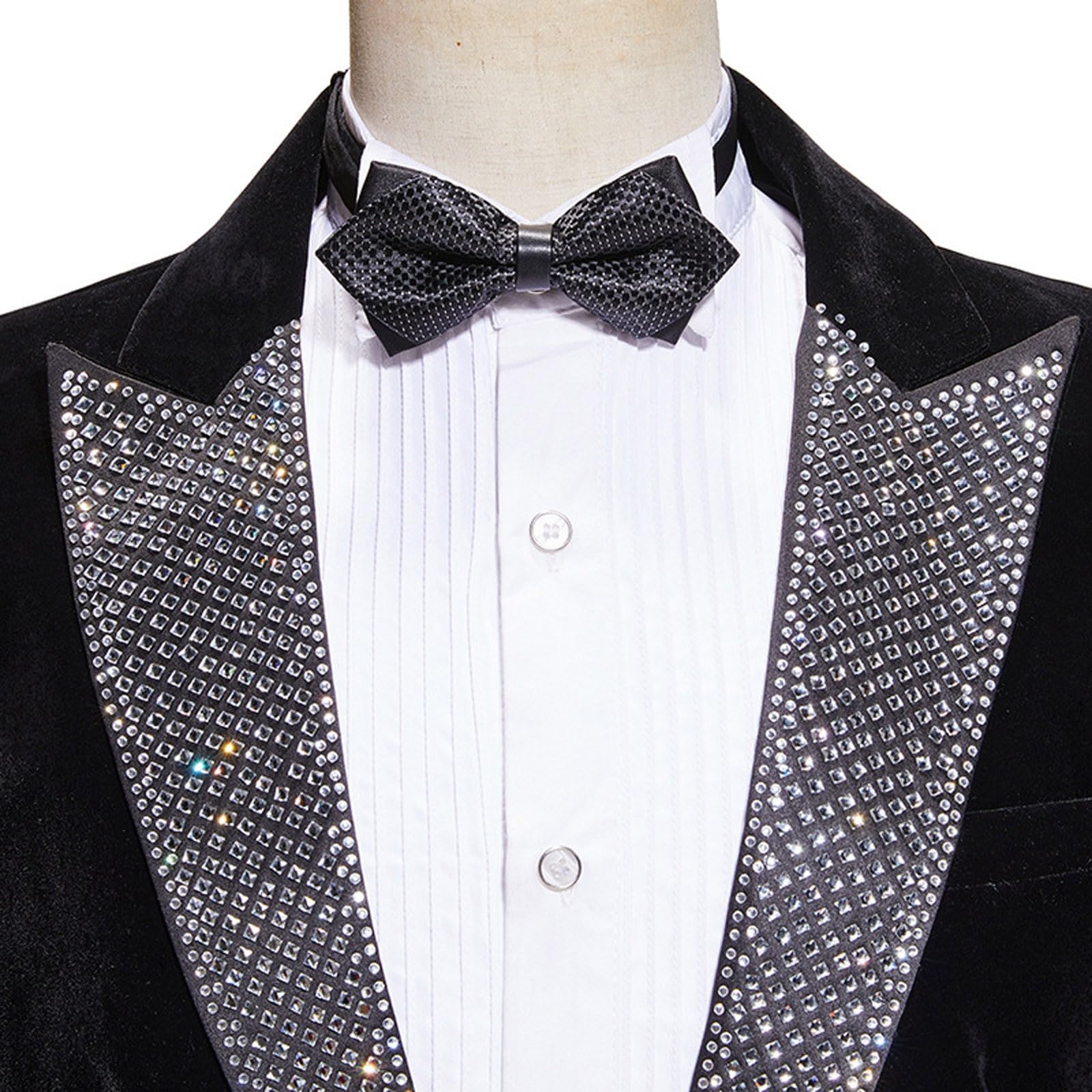 Generico Giacca da palcoscenico in velluto con strass, lucida, per spettacoli in discoteca, feste, elegante abbigliamento formale