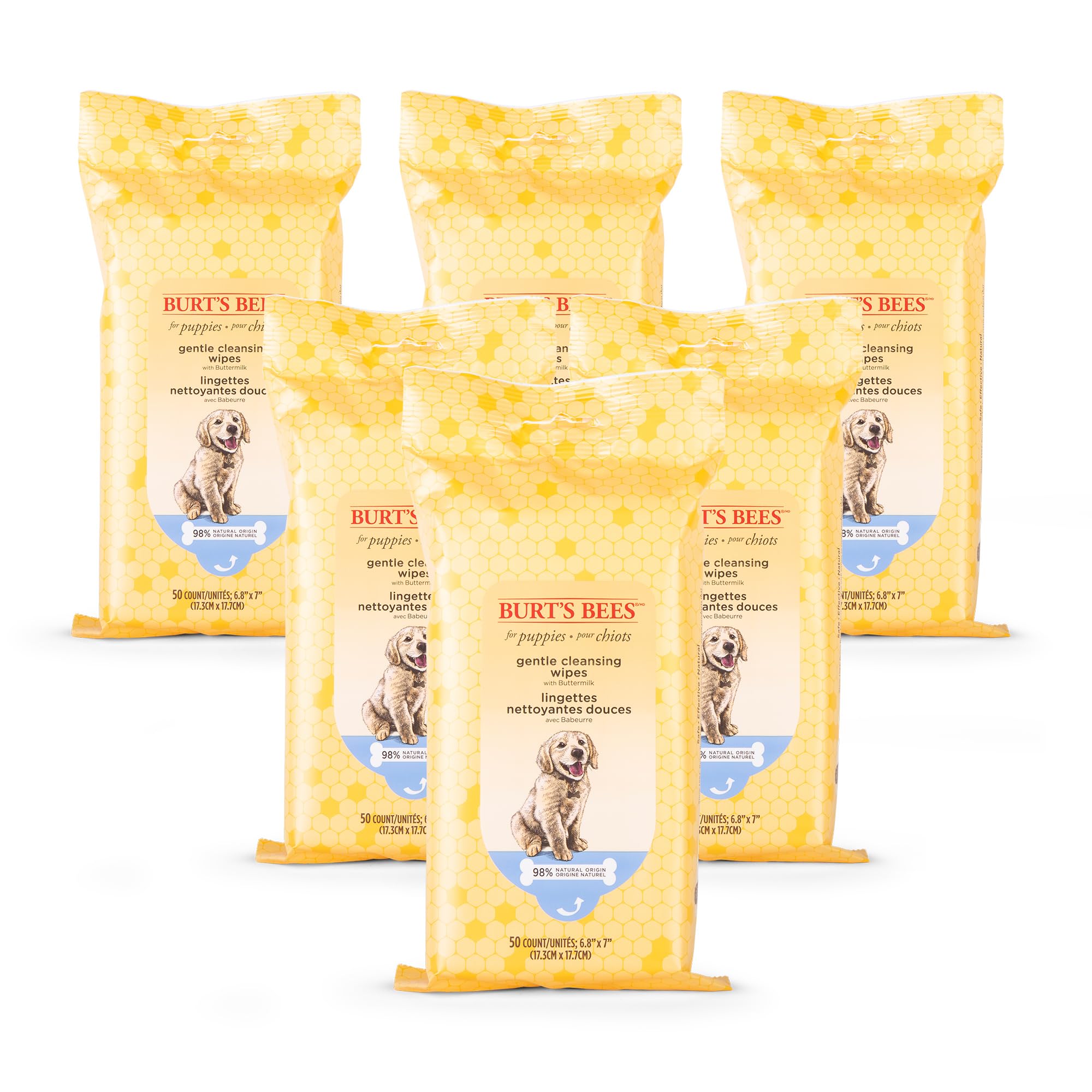 Burt's Bees for Pets Toallitas de Limpieza Suave para Cachorros con suero de Leche, 6 Unidades, fórmulas de Origen 98% Natural, toallitas hipoalergénicas para Perros, toallitas de Limpieza para | Fórmula de suero de leche, hipoalergénica, 98% de origen na