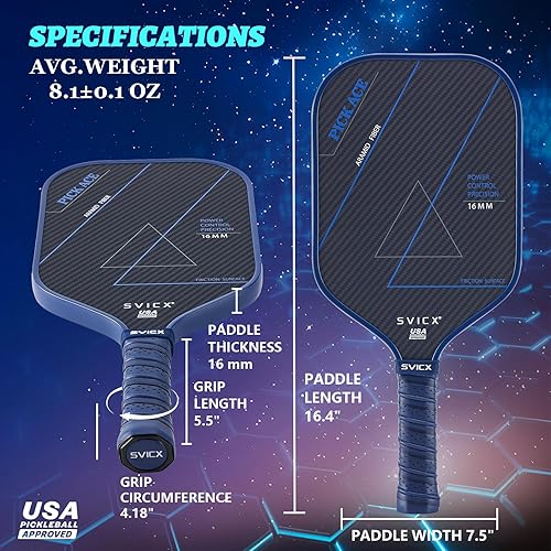 Miniatura 3 de Pickleball Paddles,Pickleball Paddles Set of 2,Professional Carbon Fiber Pickleball Paddle-16mm,Superior Control,Strong Power and Forceful