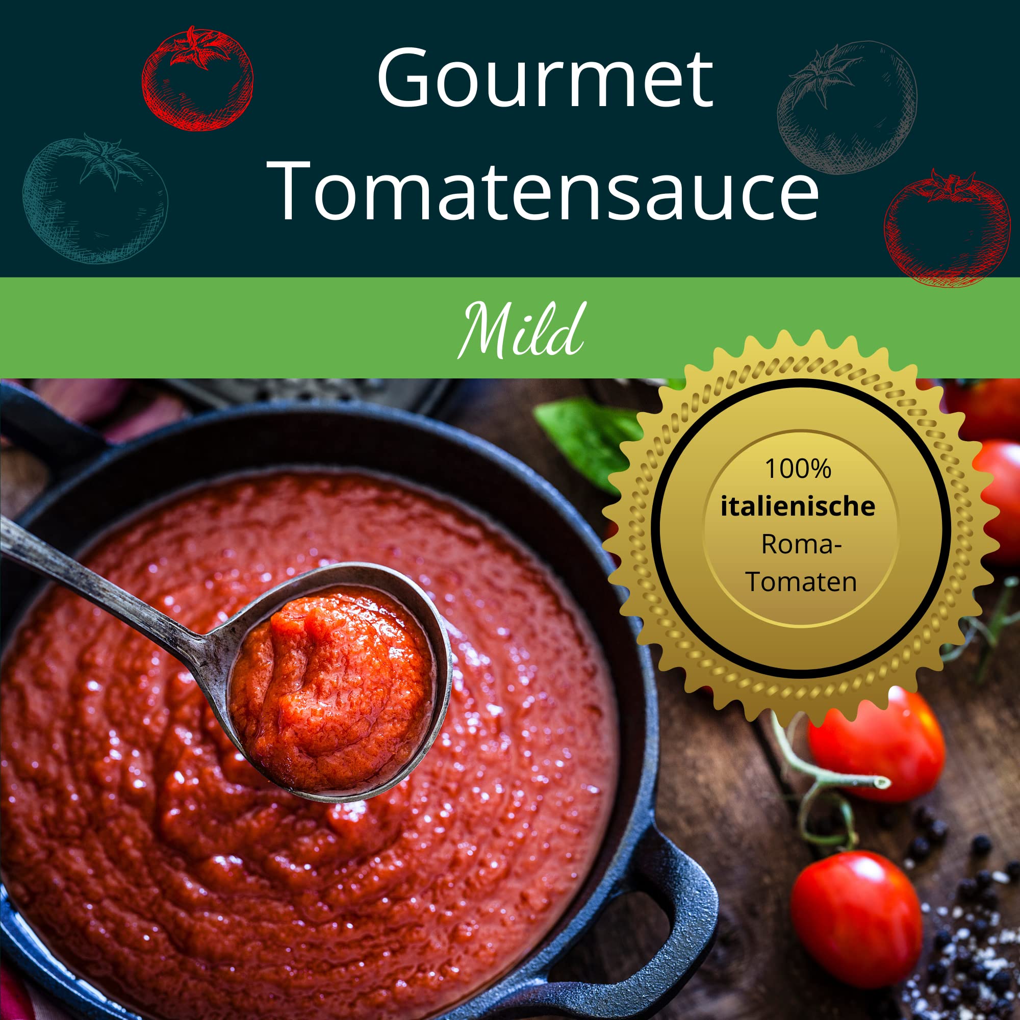 Hermina Salsa Paradiso I FEINKOST PASTASAUCE (Mild) I 6 x 290 g I 100% Natürlich I Tomatensauce direkt aus Italien