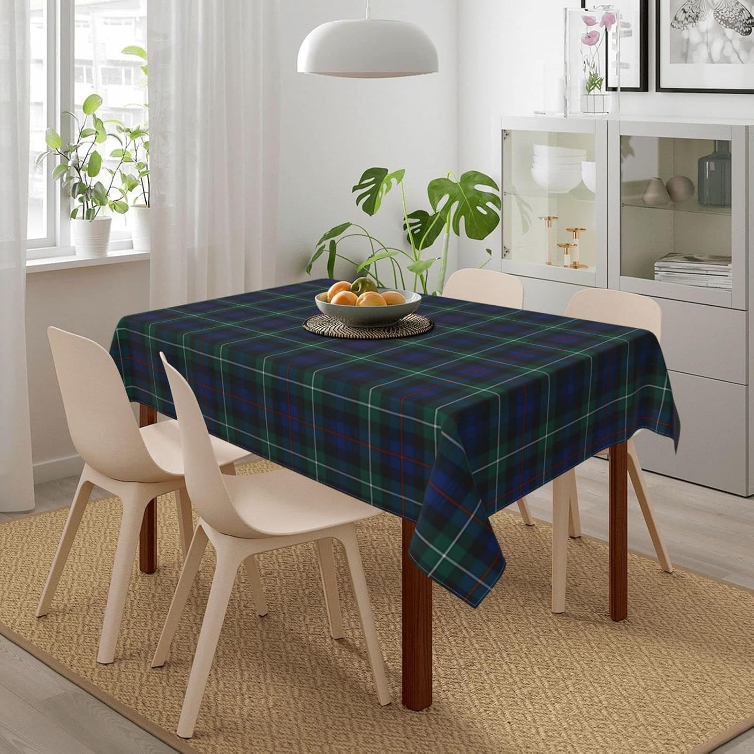 Tablecloth Rectangle Clan Mackenzie Blue and Green Scottish Tartan Polyester Fabric Table Cloth, Water Resistant & Wrinkle Free Table Cover for Kitchen and Dining Room Tabletop 54"x72" (4-6 Seats)