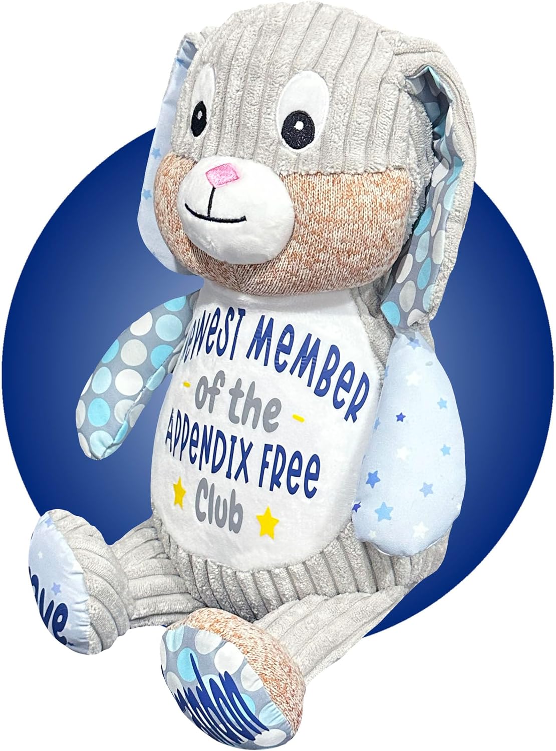 Appendix Stuffed Animal - Personalized Appendix 17" Starry Bunny Plushy - Appendectomy Surgery Recovery Gifts - Appendectomy Recovery Gifts for Kids - Appendix Removal Get Well Soon