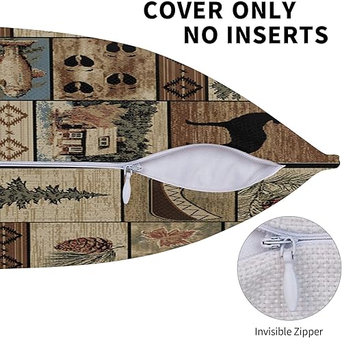 Miniatura 5 de Juego de 2 fundas de almohada cuadradas de 18 x 18 pulgadas, estilo retro, color negro, rústicas, decorativas, para el hogar, sofá, fundas de cojín