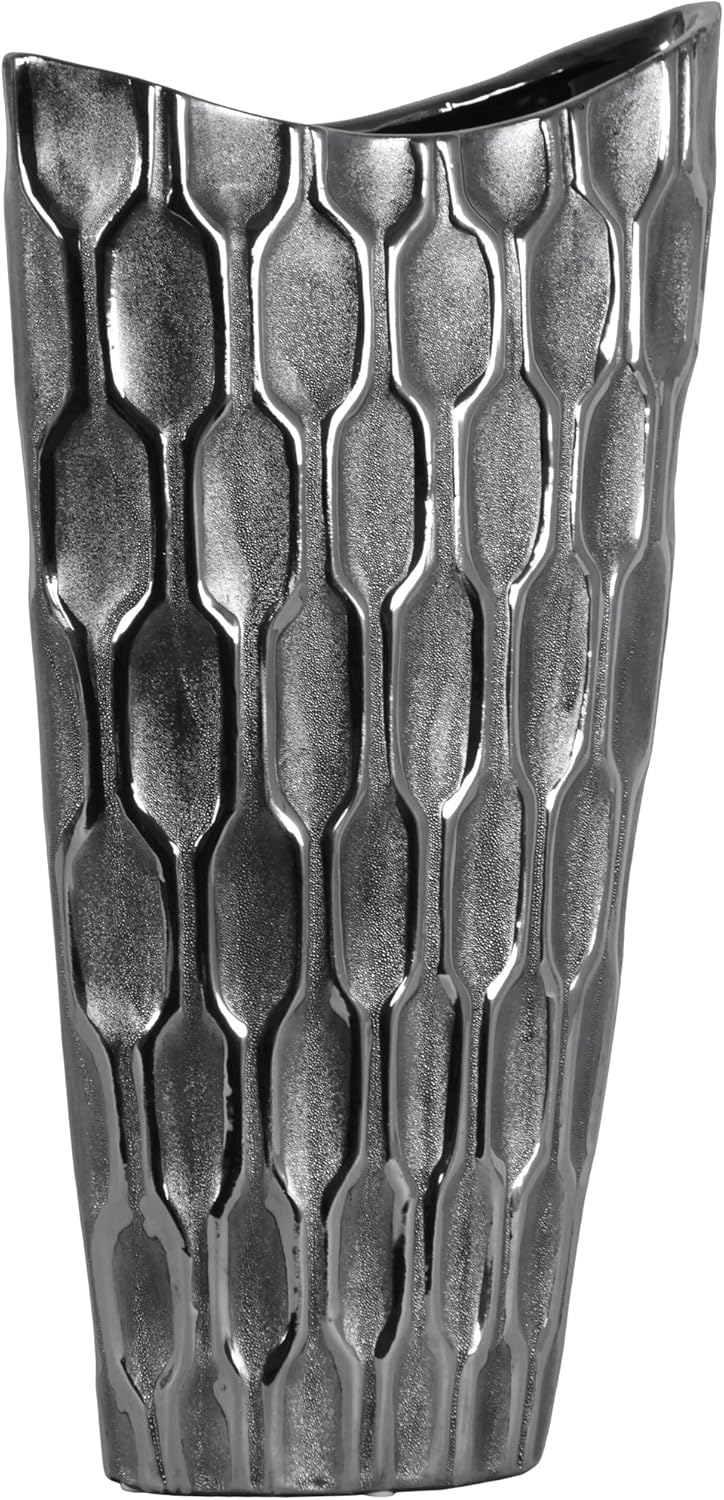 Ceramic Decorative Black vase, Black Decor Center Piece for Home Decor Features Honeycomb Design vase for Living Room, Table, Office Decor: 8.00"x3.25"x14.00"H