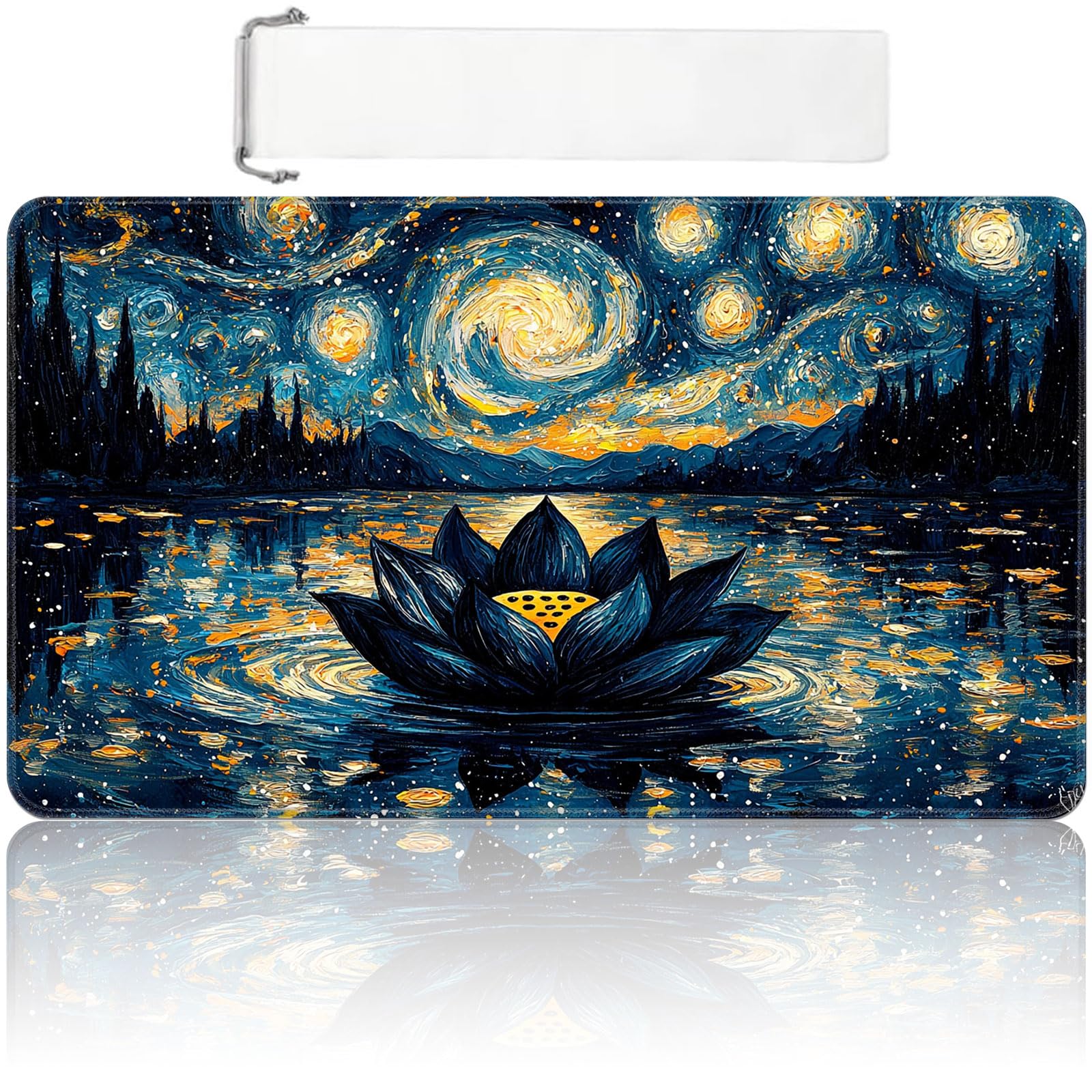 MTG Playmat 24x14 inch with Free Storage Bag, Non-Slip Rubber Base TCG Play Mat for Magic The Gathering, Card Playmat for YGO, Durable Portable Game Matt, Blue Lotus — image 1