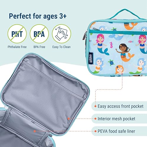 Miniatura 6 de Wildkin Paquete de bolsa de almuerzo con botella de agua de acero de 14 onzas (sirenas)