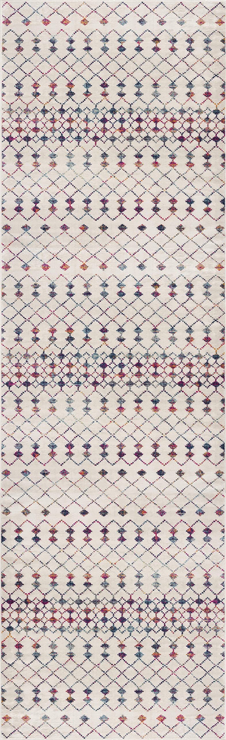 RUG BRANCH Savannah Modern Boho Beige Blue Indoor Runner Rug for Entryway, Hallway, Bathroom, and Kitchen - 2' x 6' (2'3" x 5'7")