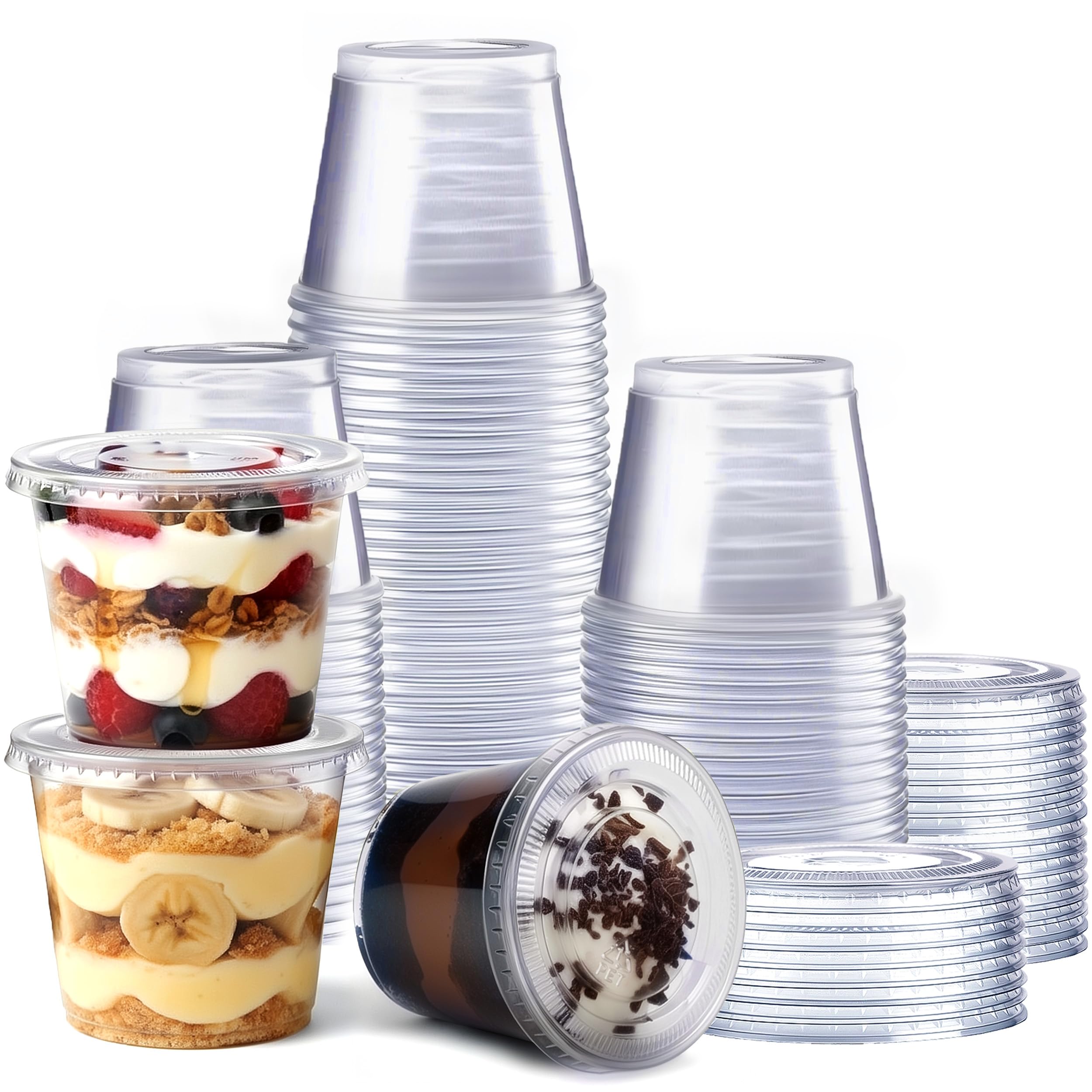Amazon.com: GUSTO [5.5 oz. - 100 Count Clear Disposable Plastic Portion Cups  with Lids - Souffl Cups, Jello Shot Cups With Lids, Plastic Containers  Perfect for salad Dressing and More- Formerly Comfy