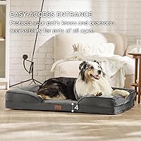 Vista 64 de Bedsure - Cama ortopédica mediana para perros, sofá cama impermeable para perros medianos, espuma de soporte con funda extraíble y lavable, forro
