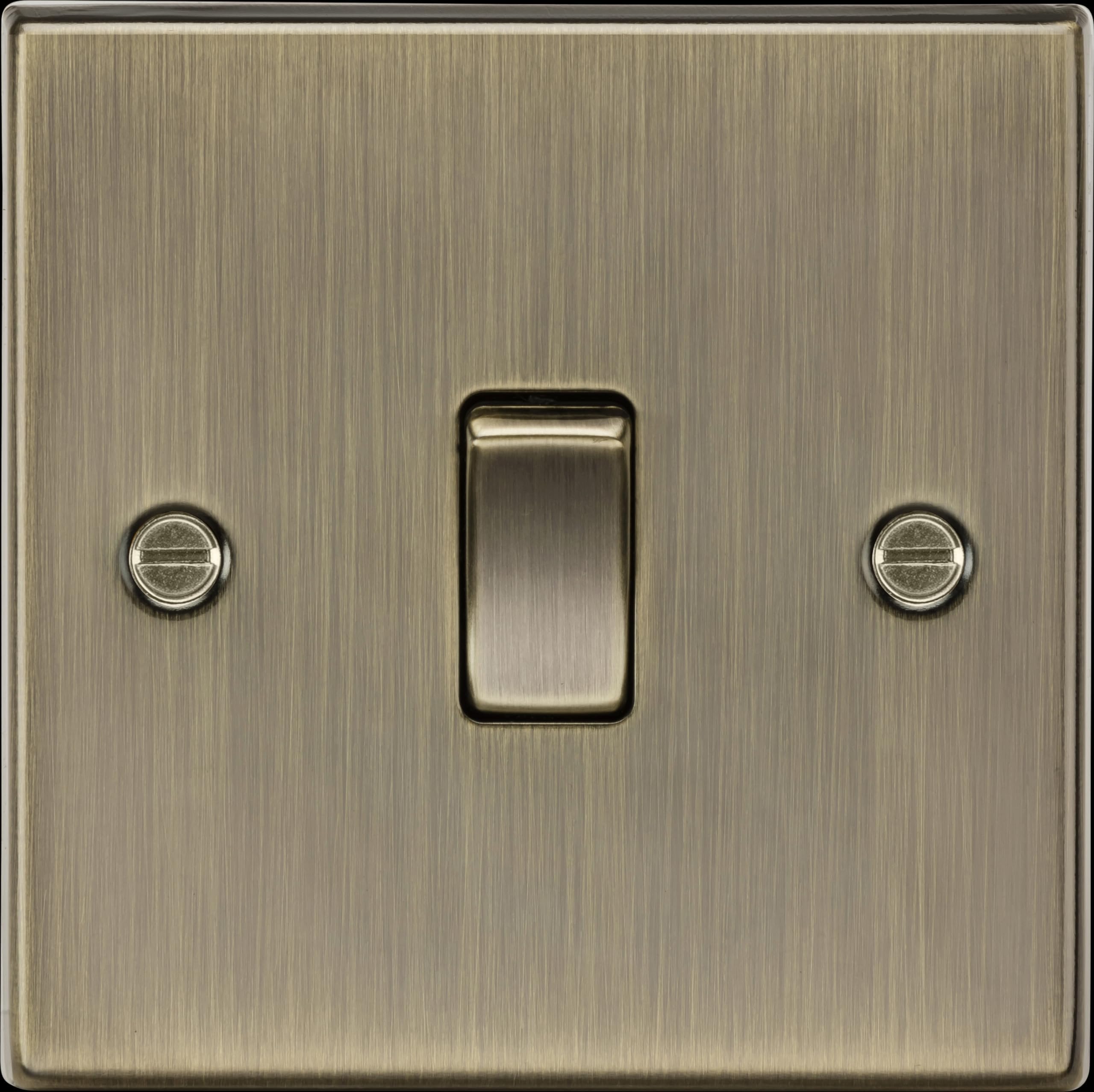 CS2AB Square Edge Antique Brass 10A 1G 2-Way Plate Switch, 230 V