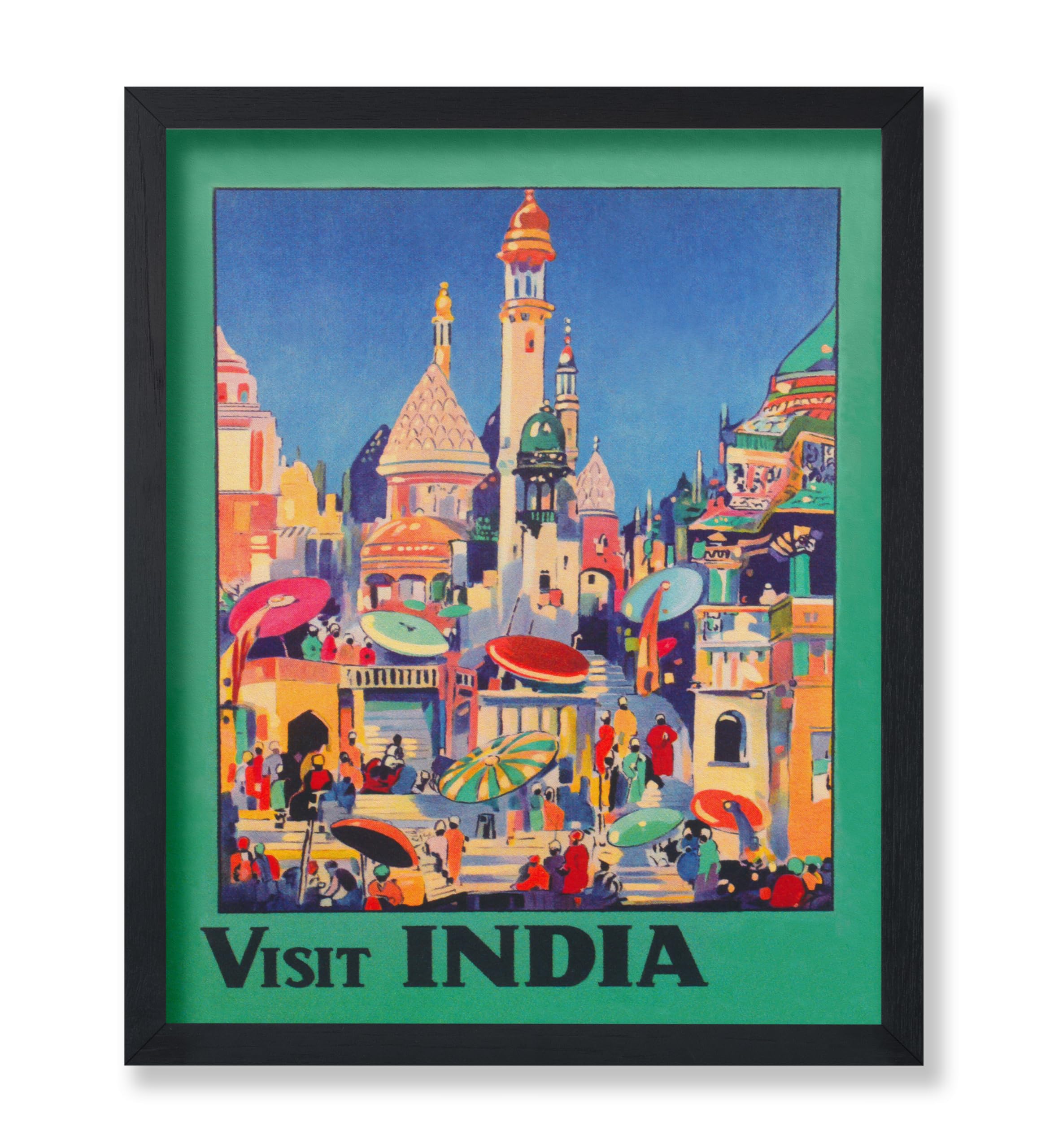 Poster MasterPoster Master Vintage Travel Poster - India Print - Visit India Art - City View Art - Great Gift for Men, Women, Travel Lover - Colorful Wall Decor for Bedroom, Living Room - 8x10 UNFRAMED Wall Art