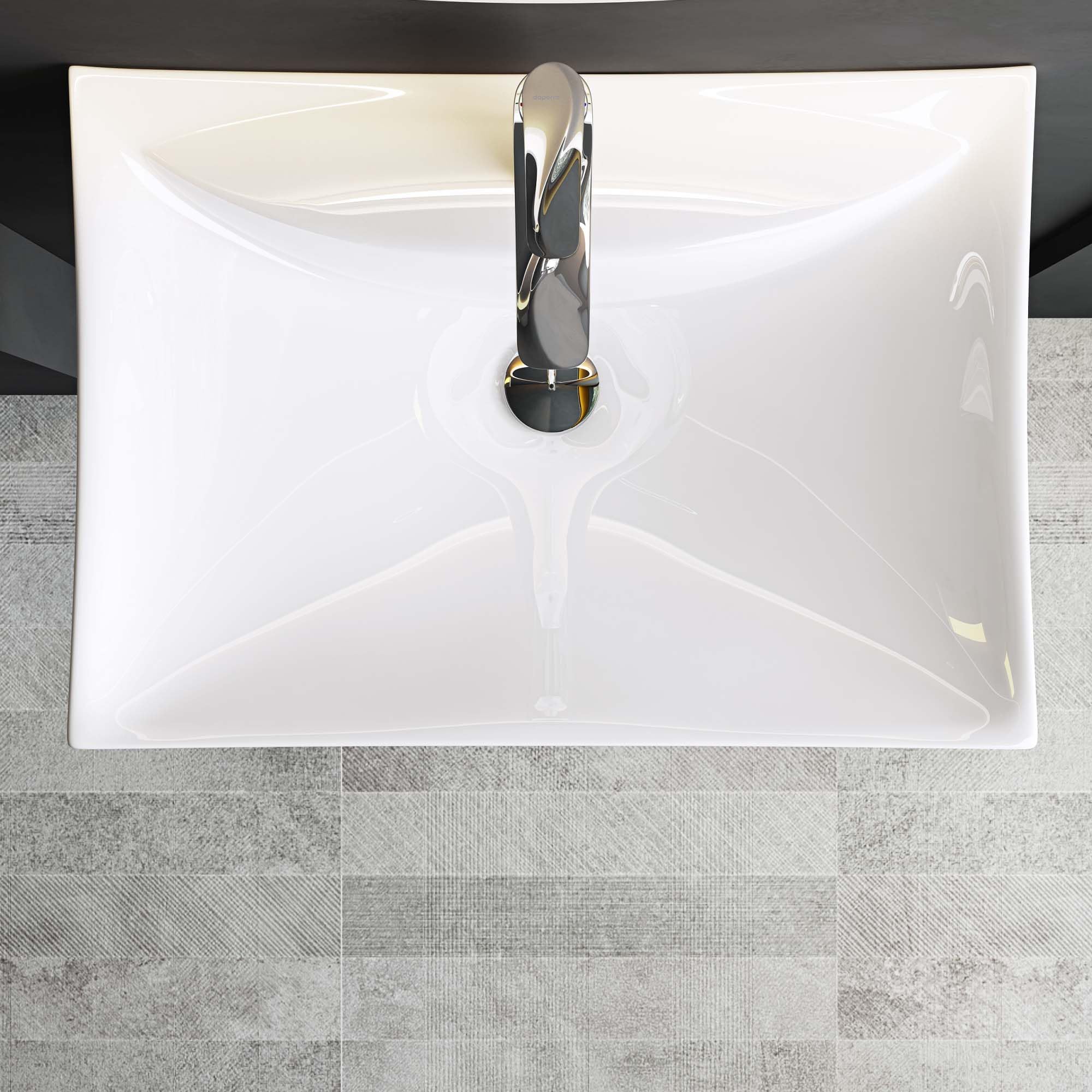 Mai & Mai Lavabo da Appoggio 60.5X44X18cm, Lavandino Bagno Lavabo in Ceramica Nano Rivestimenti inclusi Brüssel709