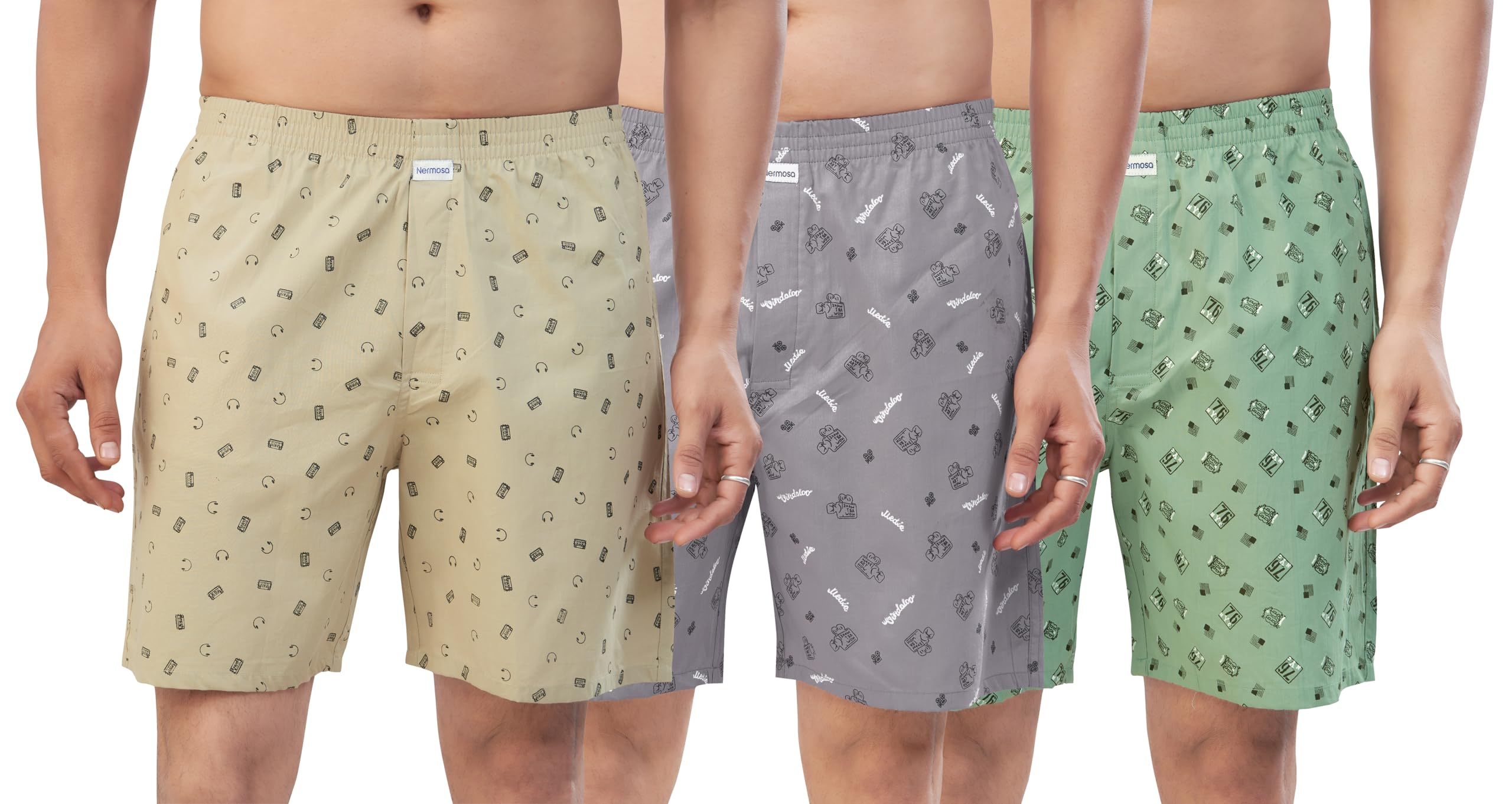 nermosa Men's 100% Cotton Boxer Shorts – Soft, Breathable, All-Day Comfort (Pack of 3)-picture-43