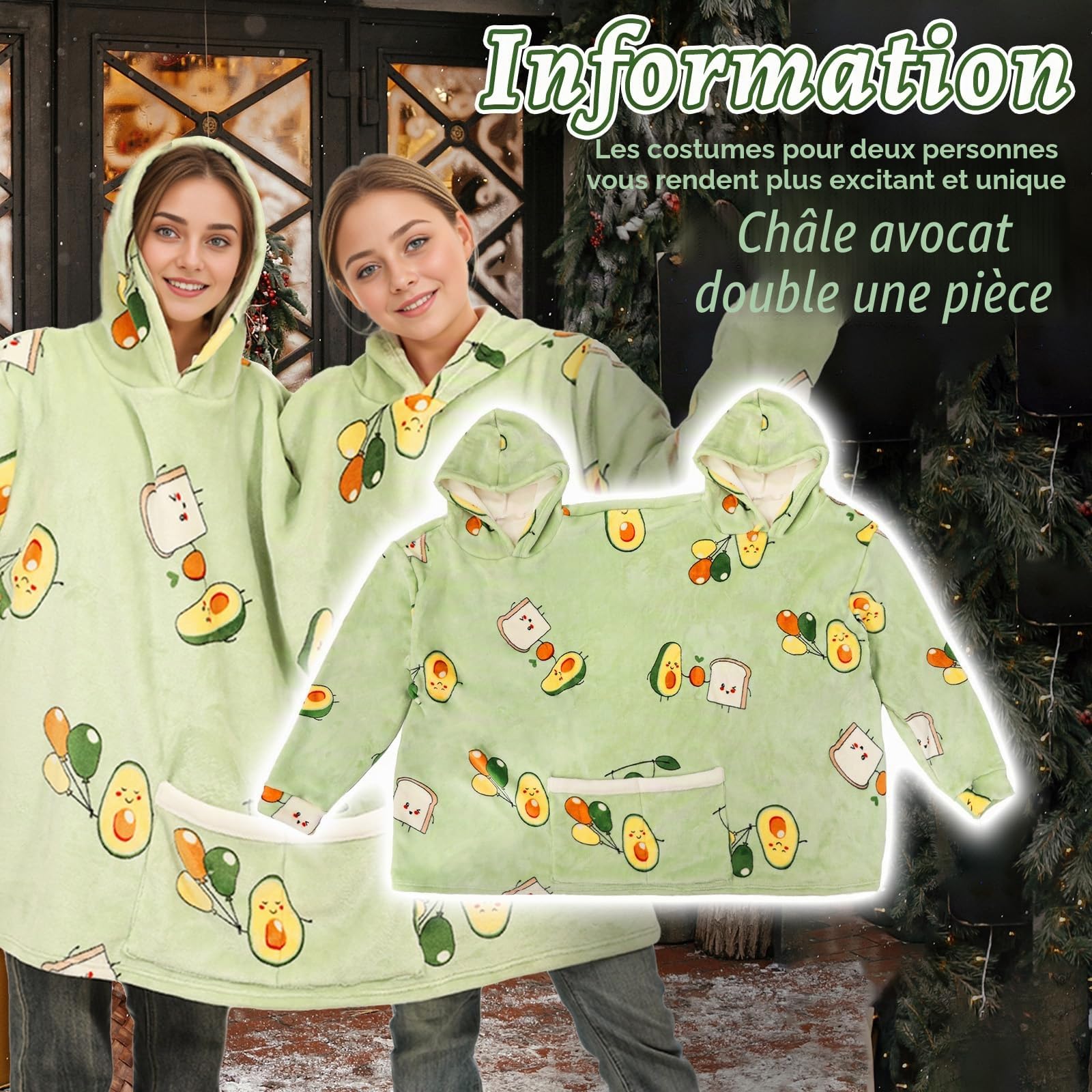 Sweat à capuche pour couple - Pyjama surdimensionné assorti - Sweat à capuche amusant pour deux personnes - Cadeau de couple assorti pour elle et lui