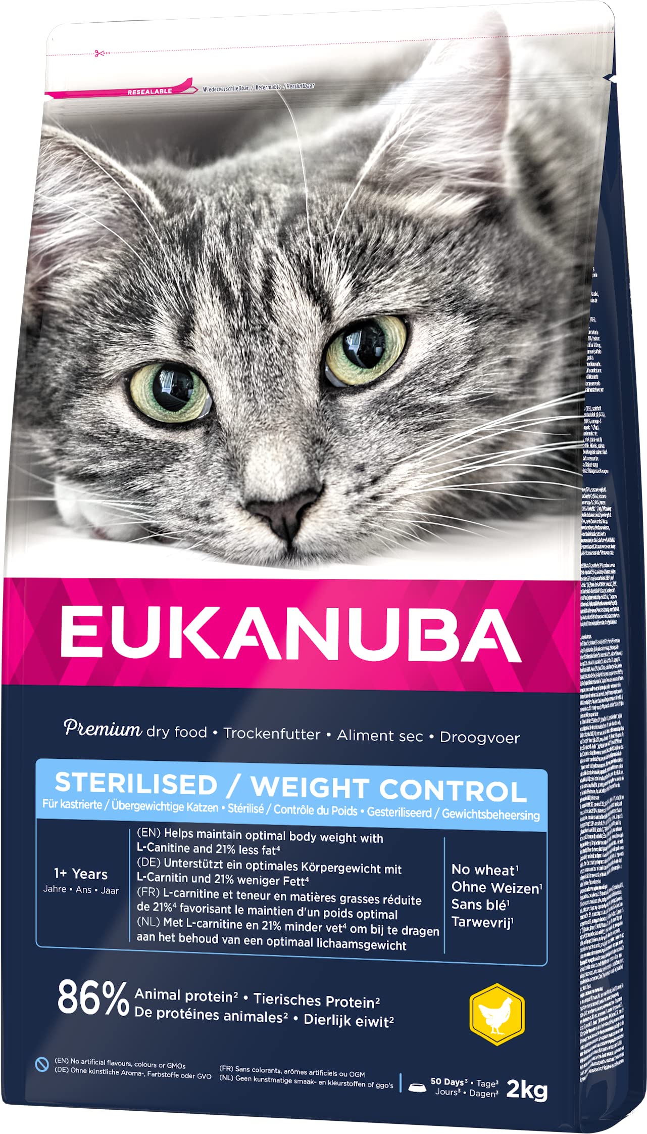 Eukanubae Weight Control / Sterilised Adult Dry Cat Food Chicken and Liver 2kg