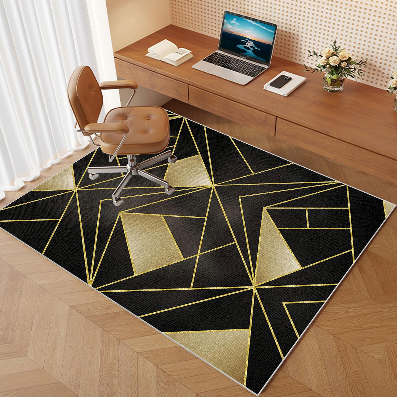 Gaming Chair Mat Rectangle Wear-resistant Floor Protectors for Carpets and Hard Floor Surfaces Large Anti-Slip Floor Protectors Pad Heavy Duty Durables Mat for Gaming Office Chairs 160 x 180 cm