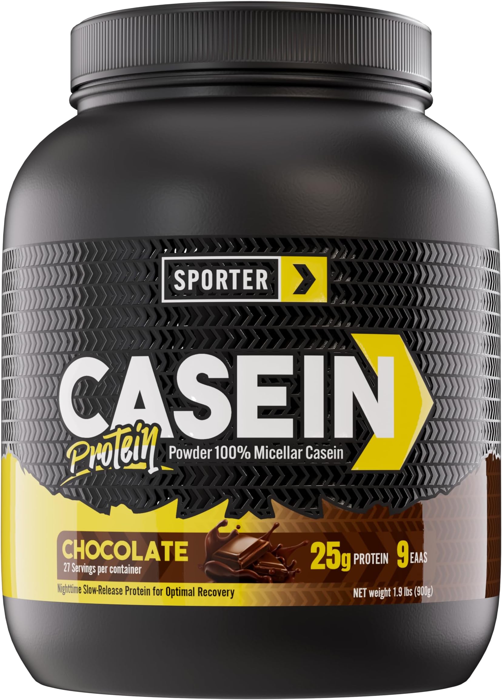 Casein Protein, Micellar Casein, Slow-Digesting, 25.4g Protein per Serving, 1.9 lbs, Muscle Recovery (900g, Chocolate)