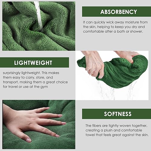 Miniatura 4 de GraceAier Paquete de 4 toallas de baño ultrasuaves (28 x 56 pulgadas), secado rápido, terciopelo coral de microfibra altamente absorbente, para