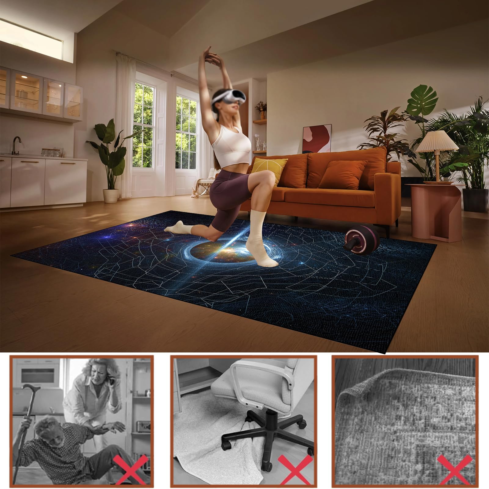 Dywan Krzesło Gamingowe, Ochraniacz Podłogi Wózki Inwalidzkie Biuro, Mata Ochronna Na Podłogi, Antypoślizgowa Mata Do Komputera Gry Na Podłogę 140 x 160 cm