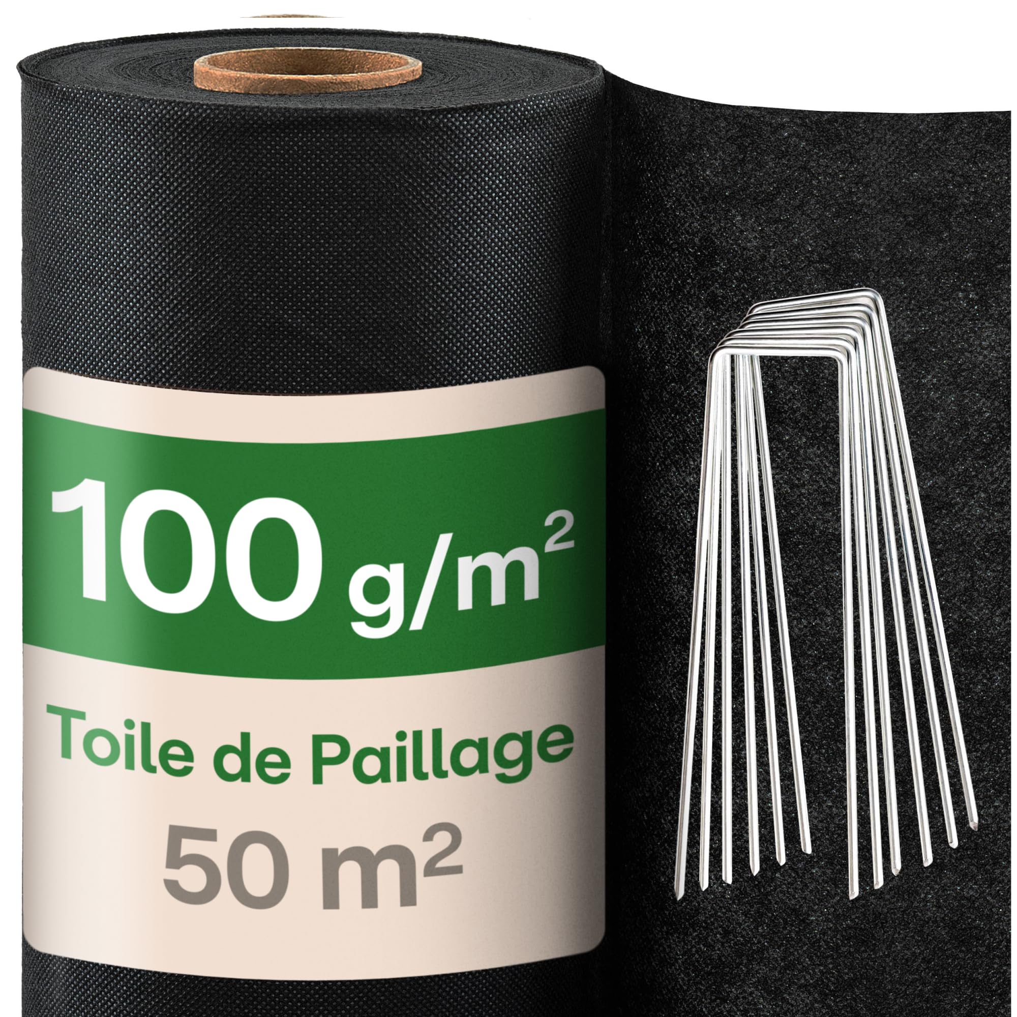 COSTWAY Toile De Paillage 25M X 2M-Contrôle Des Mauvaises Herbes-Tissu Anti-UV 100g/m2-avec