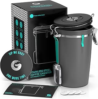Coffee Gator Coffee Canister – 64floz Airtight Coffee Storage Container for Ground Beans - Magnetic Scoop Included - Larg...