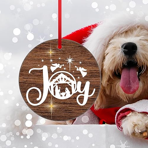 Miniatura 3 de Adorno de Navidad de Alegría, Belén, Biblia de Jesús de cerámica para árbol colgante, decoración cristiana, relleno de calcetín de regalo de Navidad