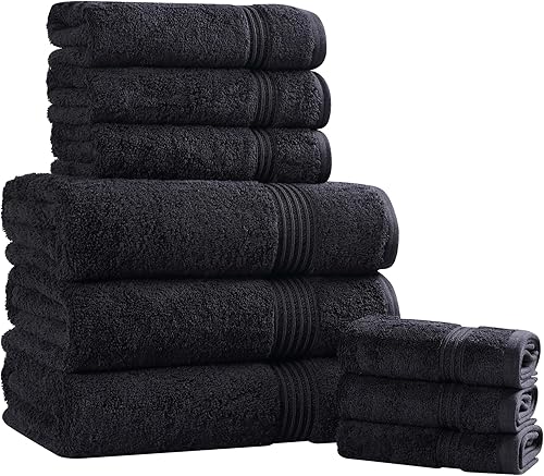 Vista 228 de Juego de 6 toallas Superior de algodón egipcio Borgoña,Negro,Azul claro,Morado