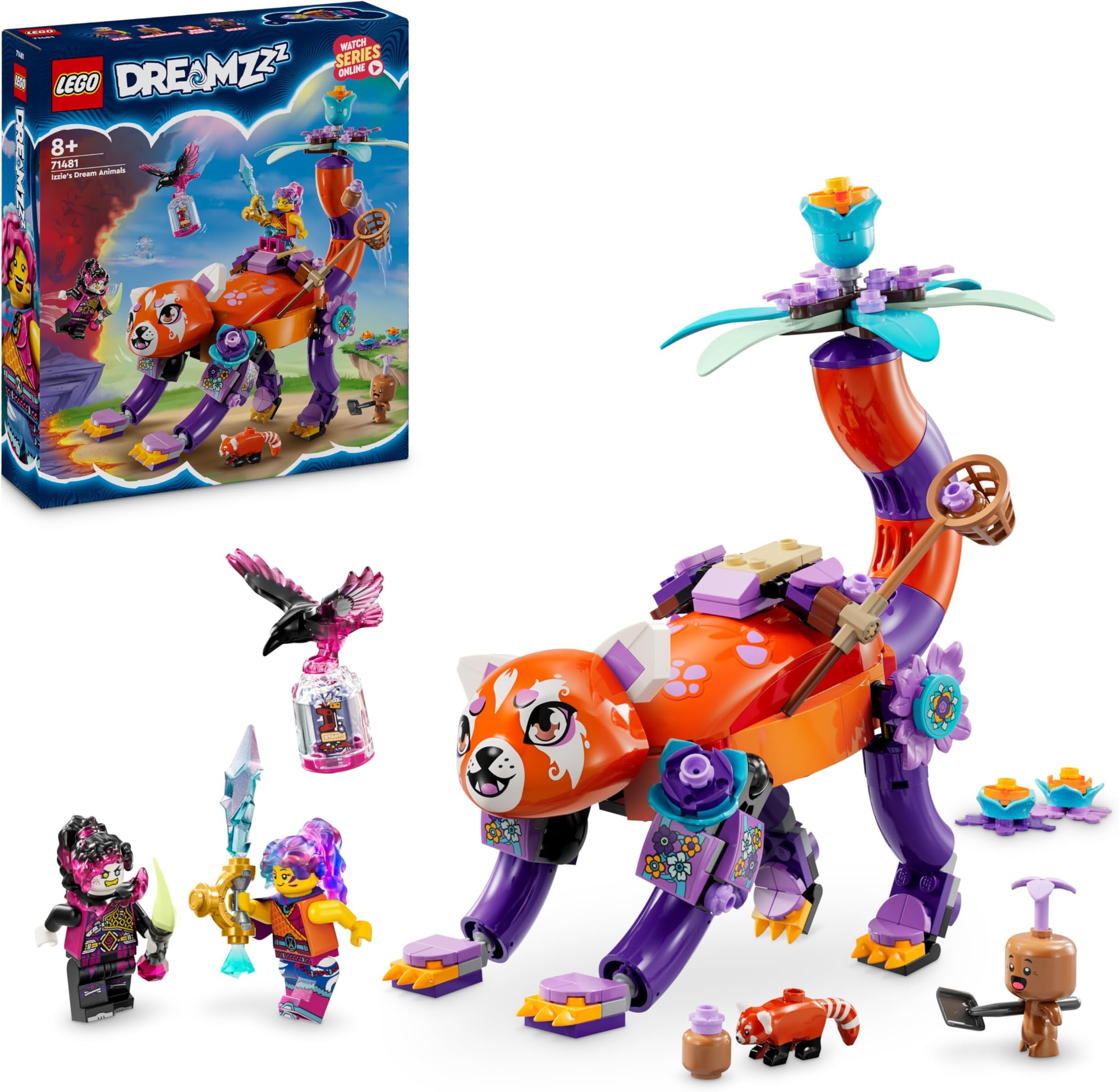DREAMZzz 3in1 Izzie’s Dream Animals Set, Panda to Turtle to Bird Building Toy for 8 Plus Year Old Girls and Boys, Creative Playset with 2 Minifigures, Kids' Birthday Gift Idea 71481