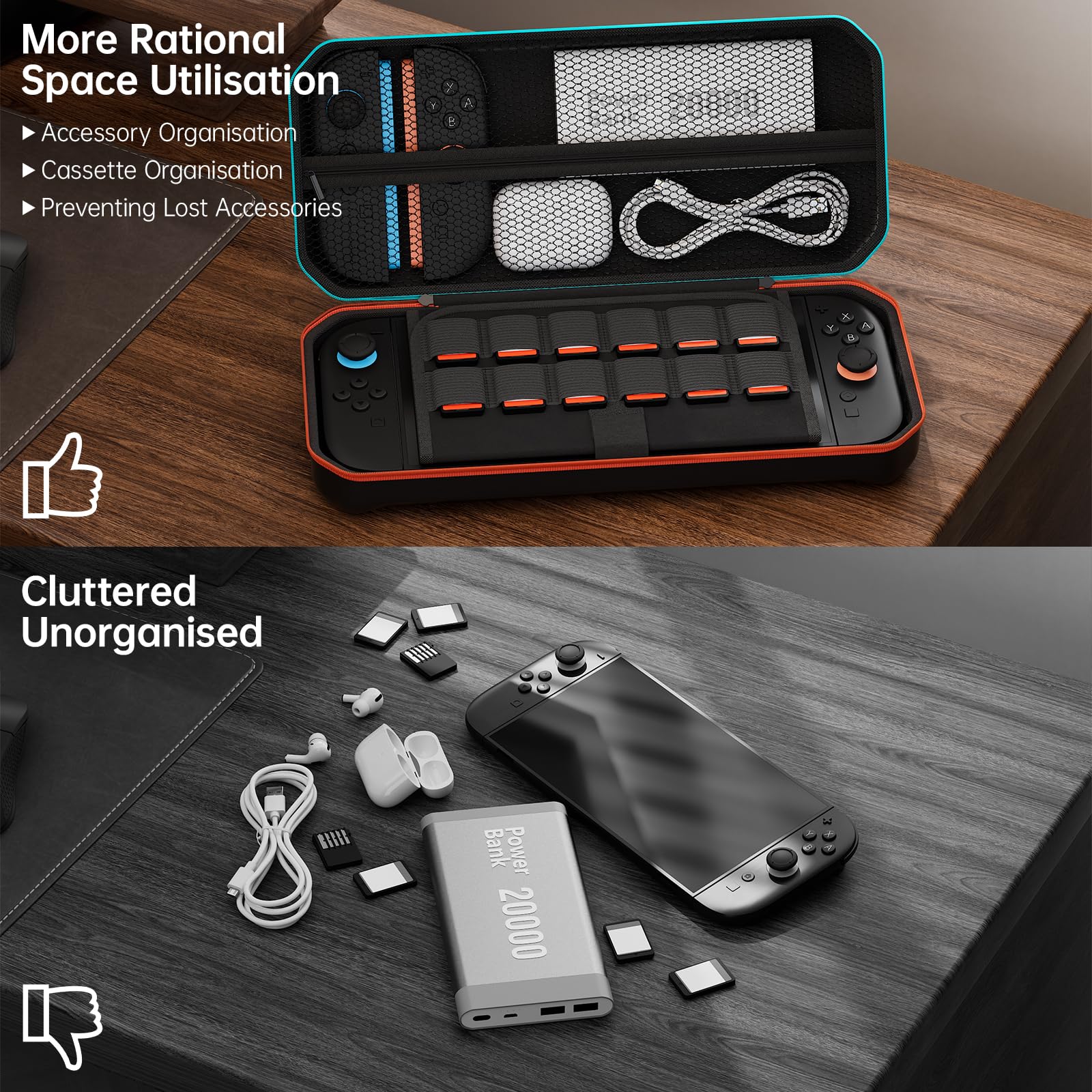 Hosanwell Funda 13 en 1 para Nintendo Switch 2, Que Incluye 2 Pantallas de Cristal Templado, Funda Protectora de Silicona, Tapas para Joystick y Soporte, Estuche rígido para Switch 2
