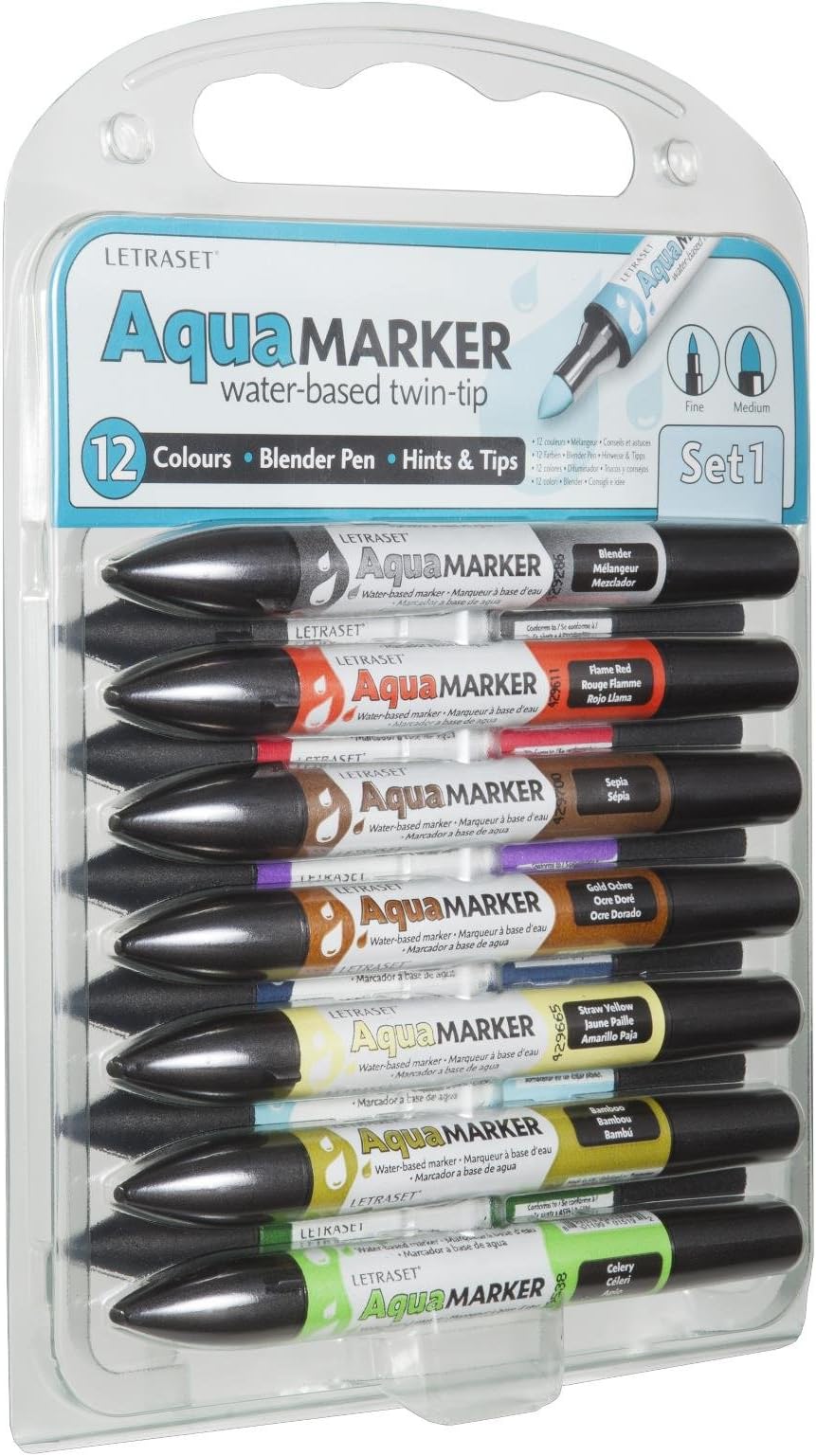 Letraset AquaMarker Set, Set No.1 (12 Colours)