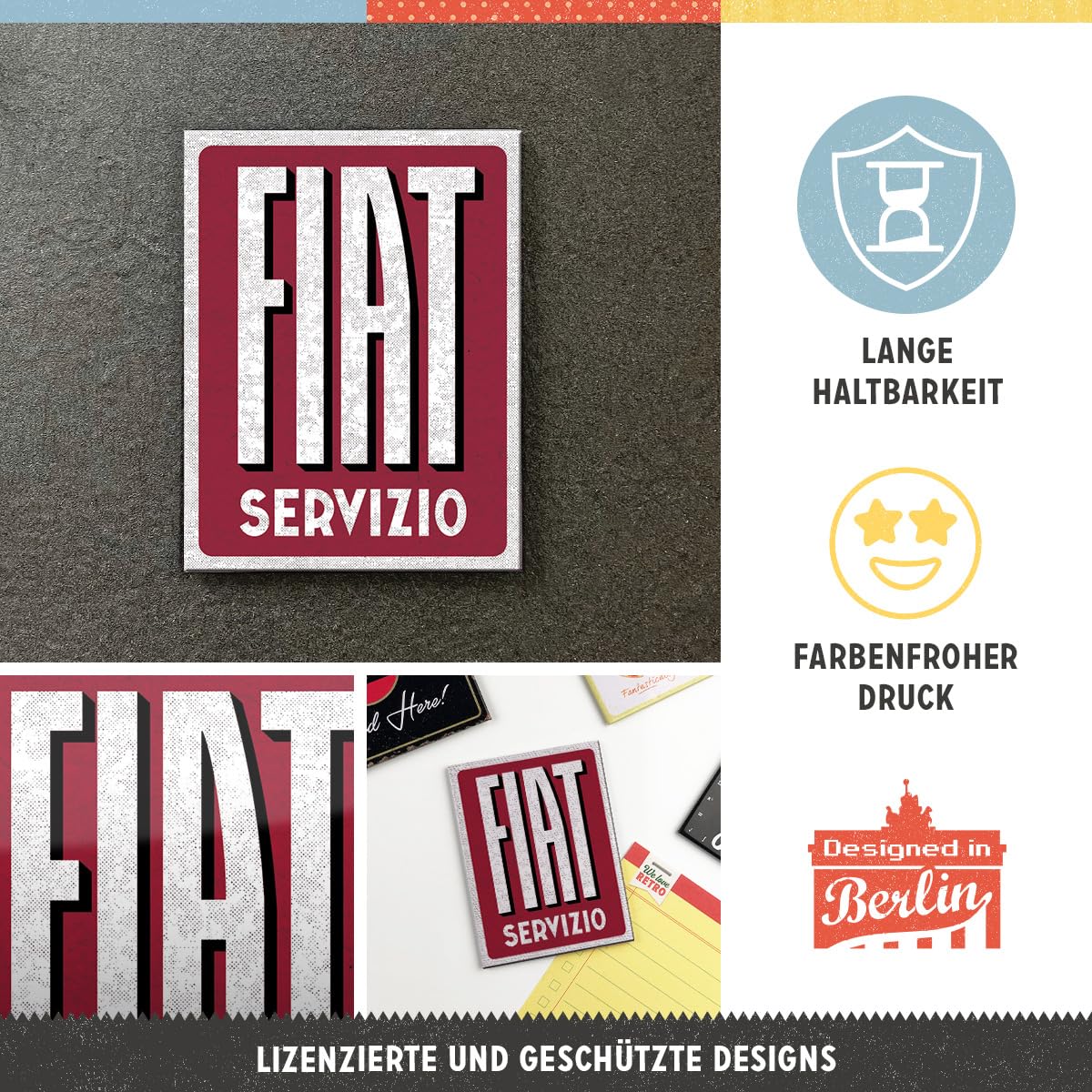 Nostalgic-Art Plaque Vintage, Fiat – Logo Evolution – Idée De Cadeau Pour Fans De Voitures, En Métal, Design Retro Pour La Décoration, 30 X 40 Cm
