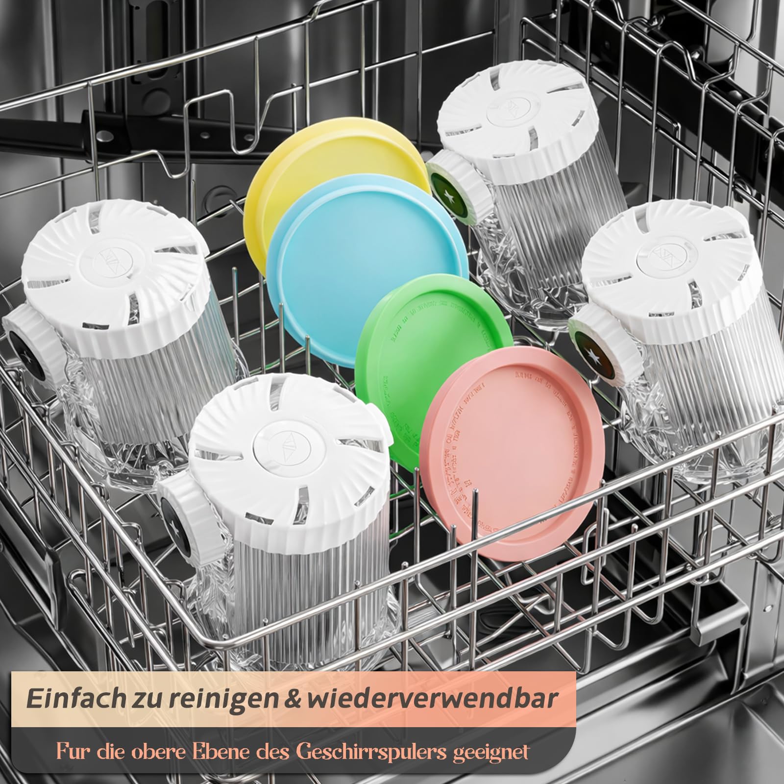 4 Stück Behälter für Ninja Swirl by CREAMi Softeis- & Eismaschine, Swirl Pints und Deckel kompatibel mit Ninja NC700 NC701EU Serie, BPA-frei & Spülmaschinenfest, 1 Metallschaufel und 4 Löffel